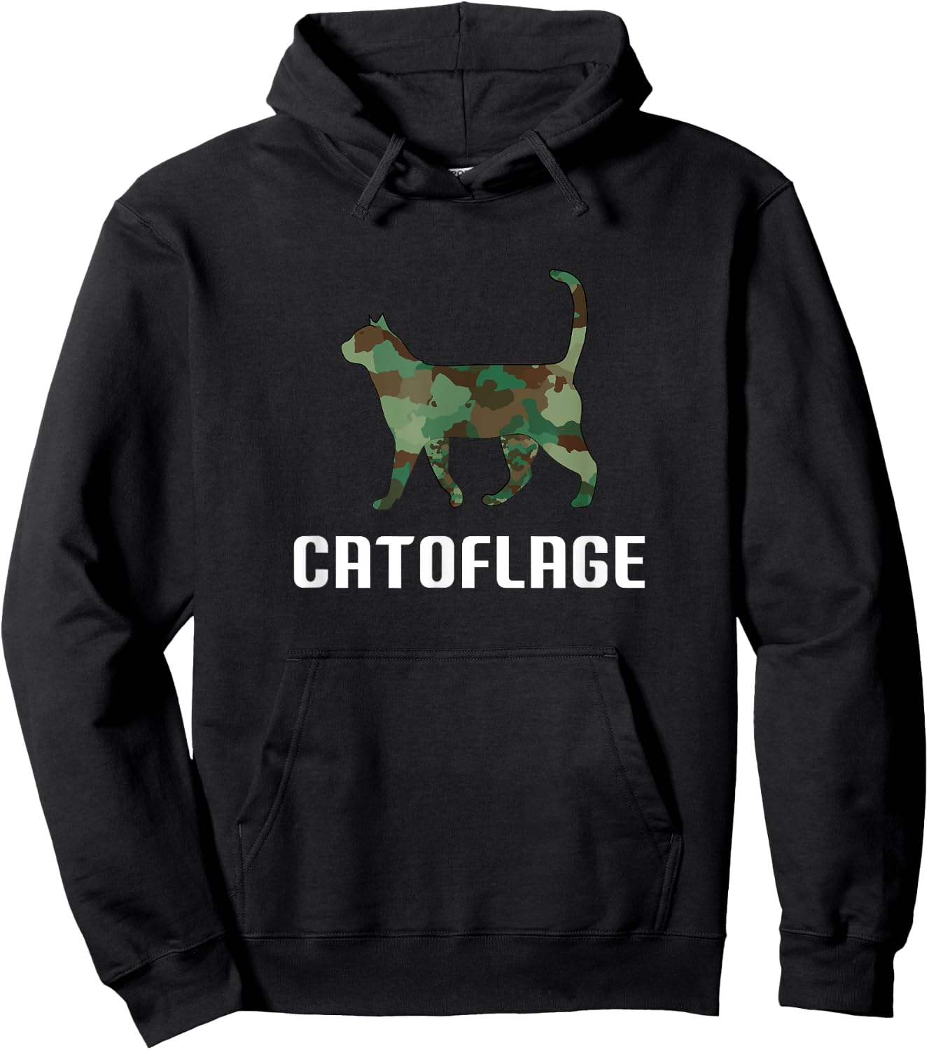 Funny Cat Lover Camouflage Print Catoflage Cat in Hoodie - Hoodie | Black