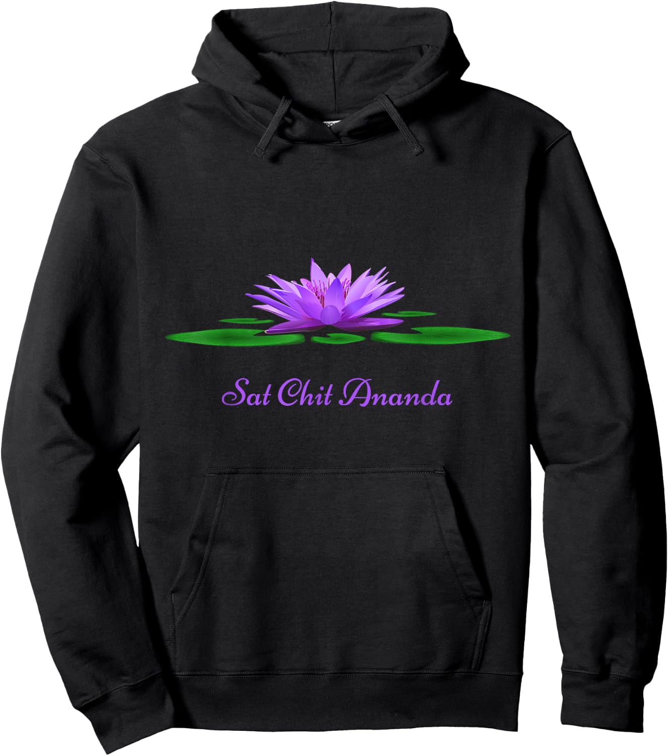 Sat Chit Ananda Mantra Purple Lotus Flower Hoodie - Hoodie | Black