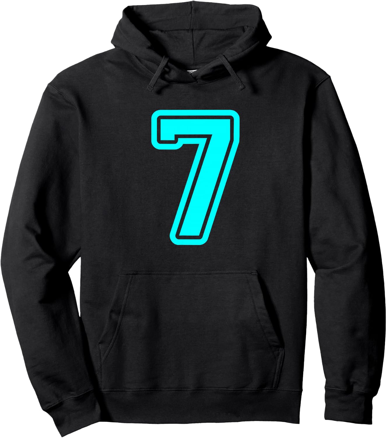 Number #7 Sport Cyan Varsity Number 7 Hoodie - Hoodie | Black