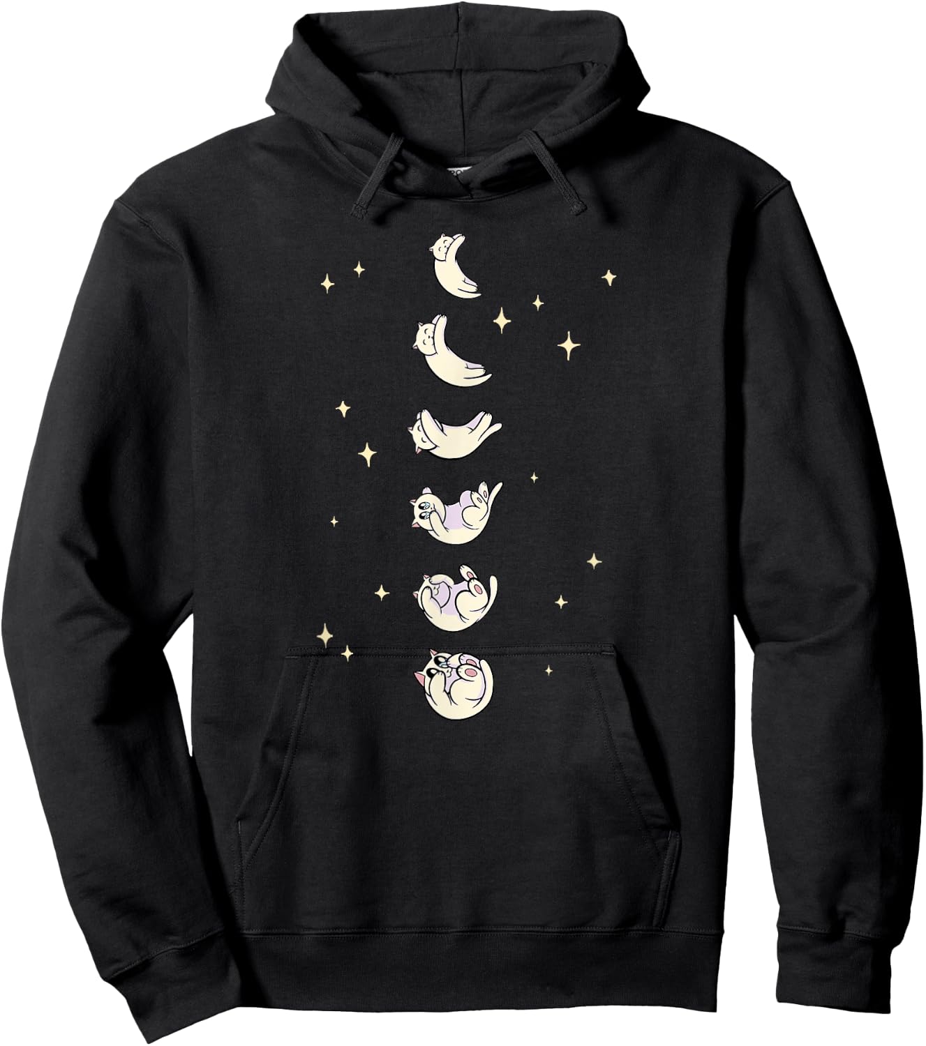 Anime Cat Phases of the Moon Cute Hoodie - Hoodie | Black