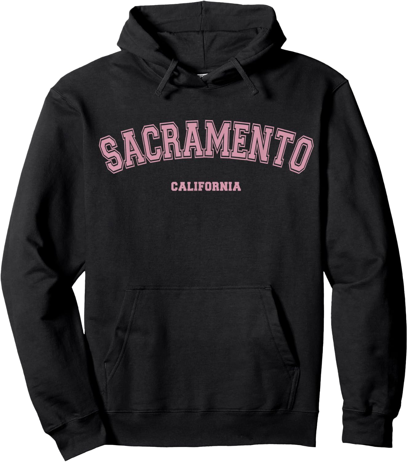 Pink Sacramento California CA Varsity Style on Sacramento Hoodie - Hoodie | Black