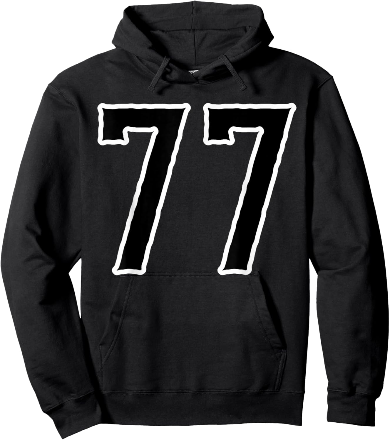 Number #77 White Black Sports Team Hoodie - Hoodie | Black