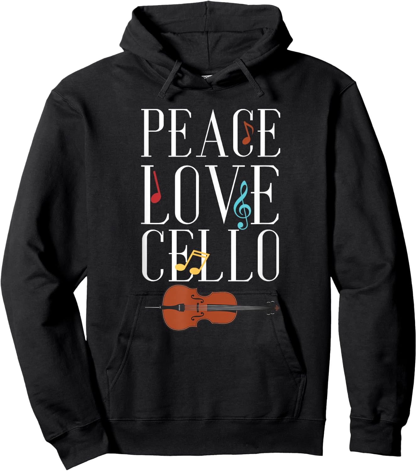 Peace Love Cello | Classical Music | Musician Cellist Hoodie - Hoodie | Black