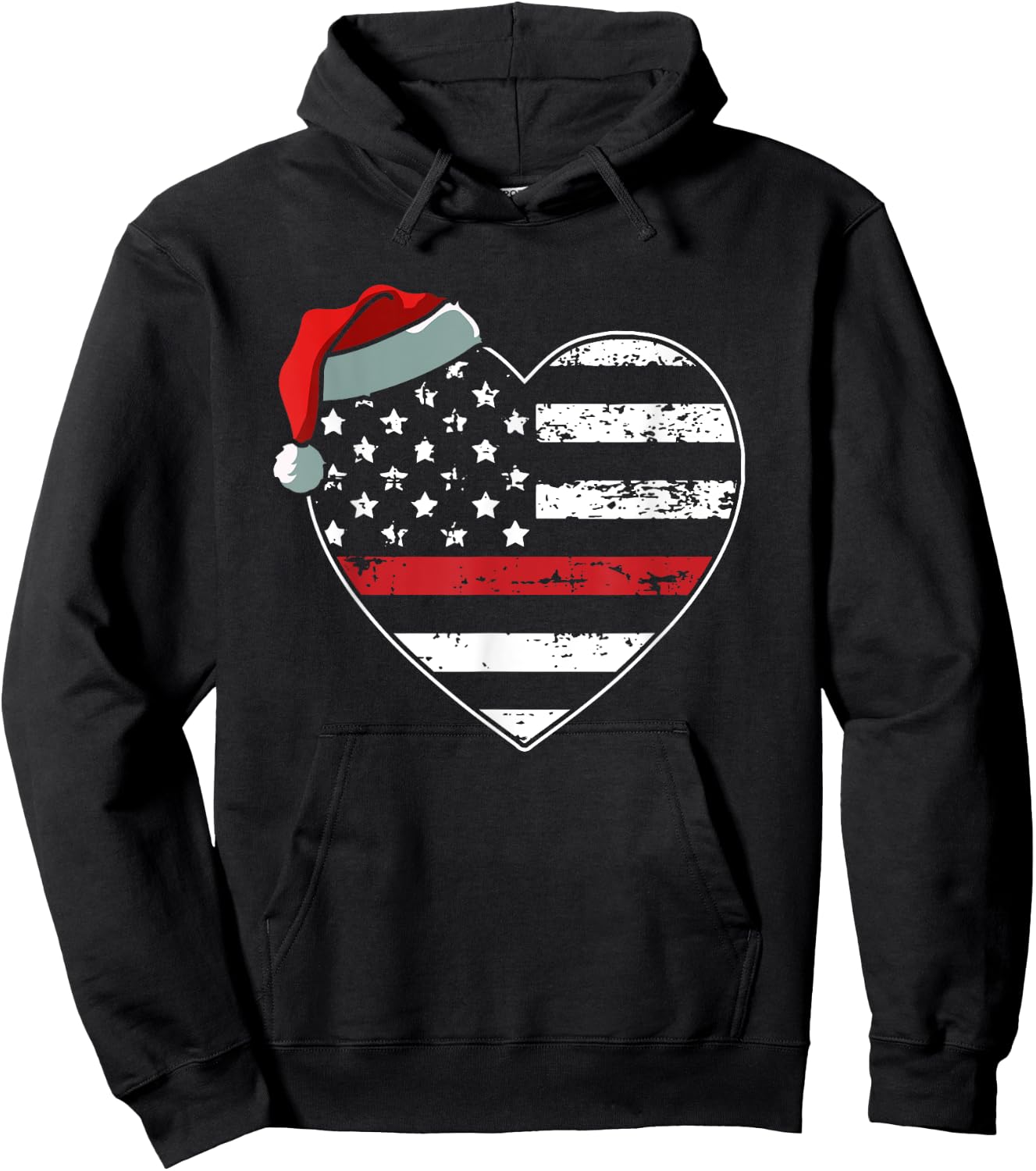 American Flag Firefighter Christmas Pajama X-mas Fireman Hoodie - Hoodie | Black
