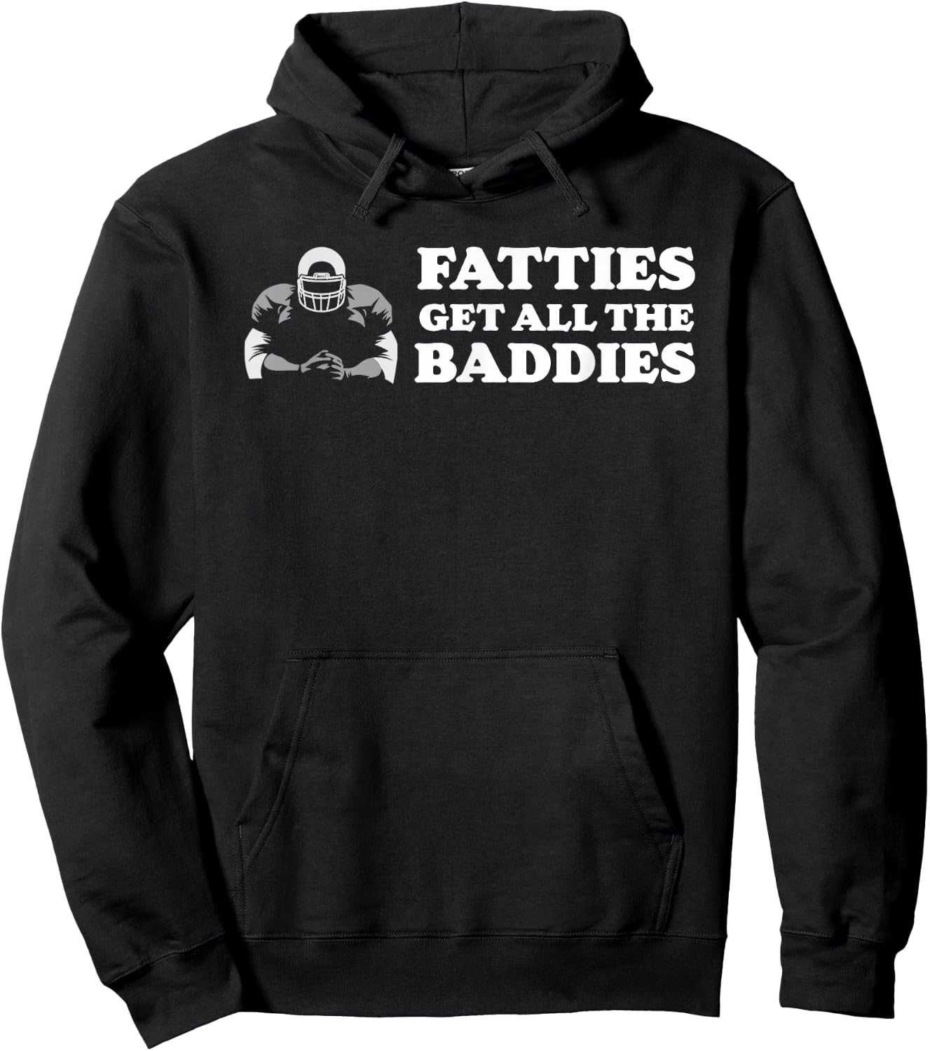 Fatties Get All The Baddies O-Line Funny Stud Hoodie - Hoodie | Black