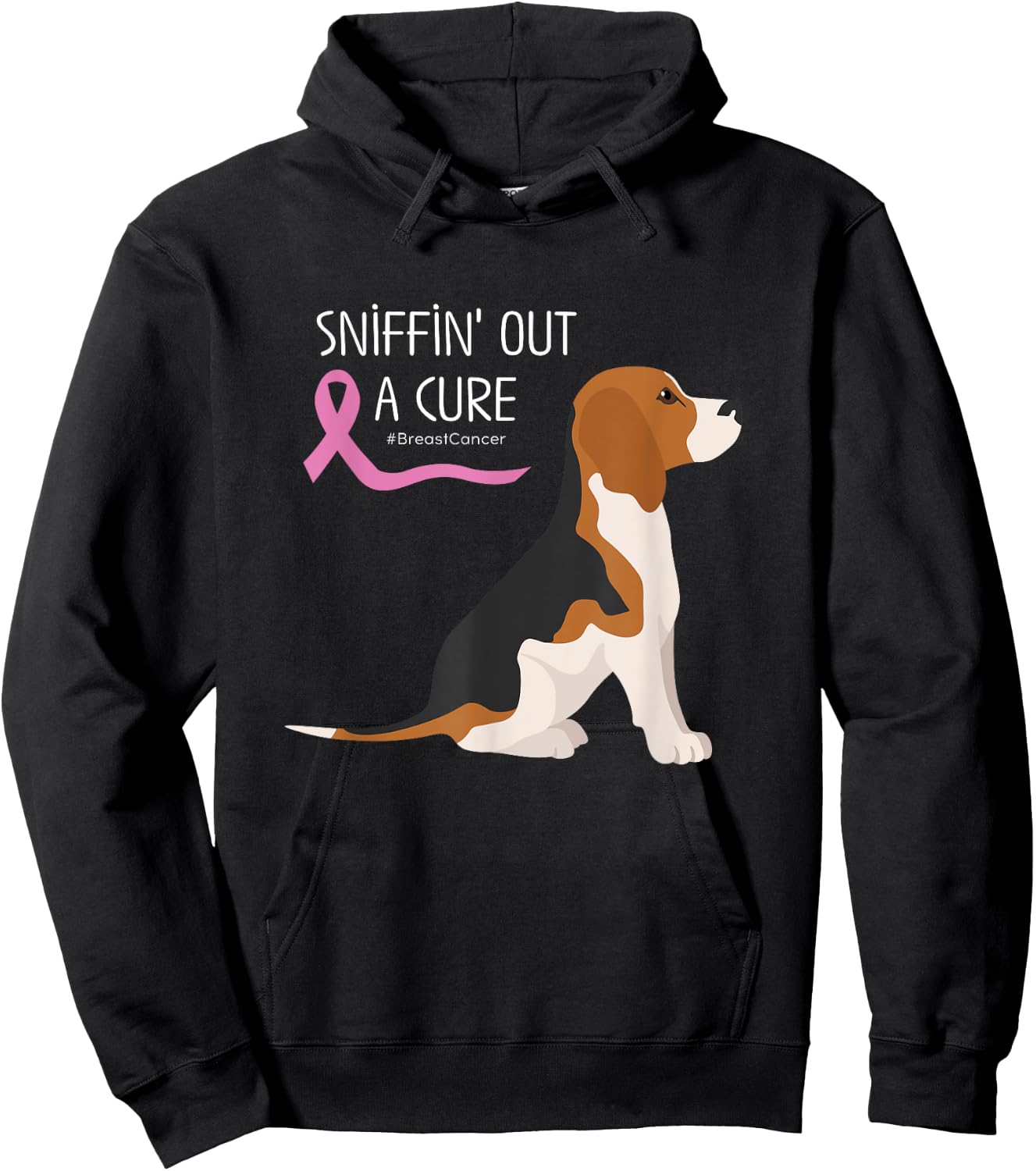 Beagle Dog Lover Breast Cancer Awareness Men Women Hoodie - Hoodie | Black