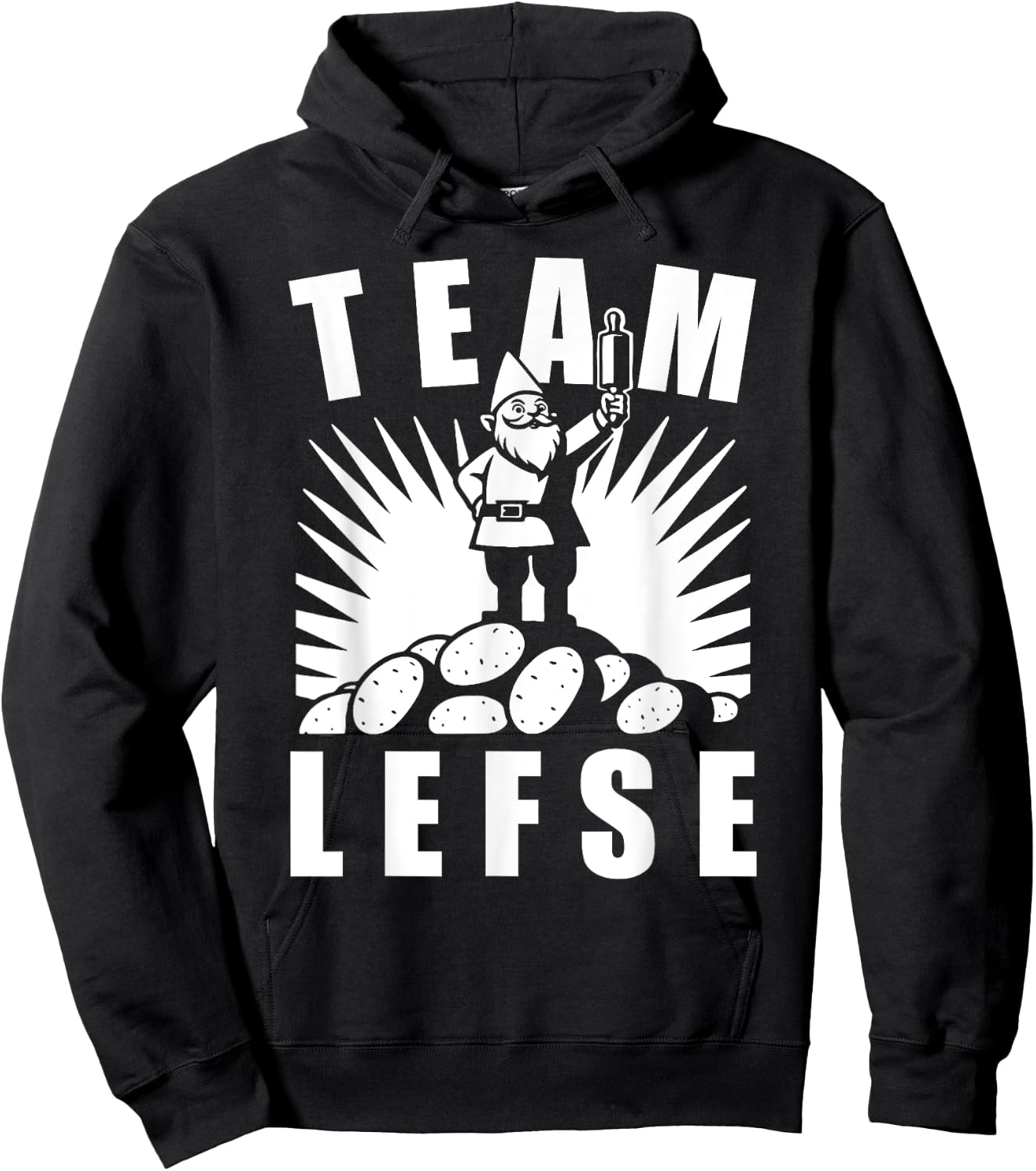 Team Lefse Scandinavian Gnome Christmas Lefse Making Hoodie - Hoodie | Black