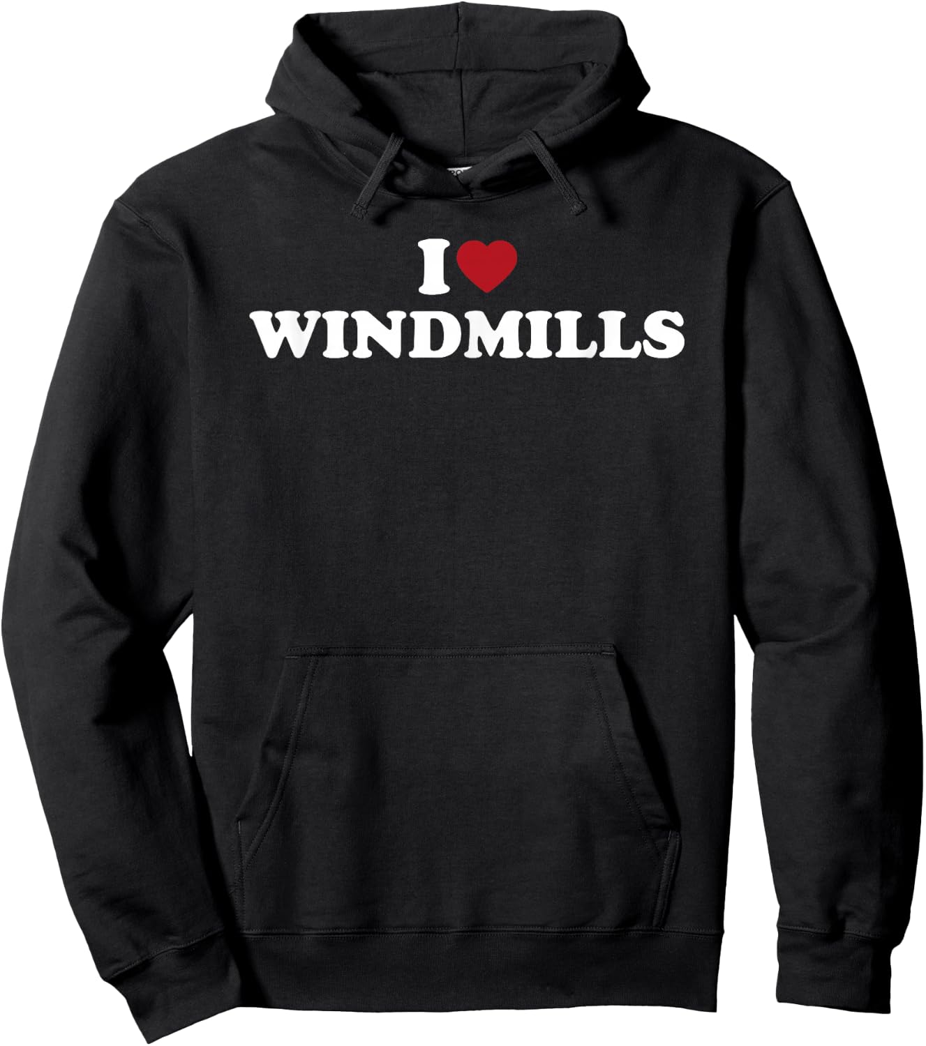 I Love Windmills Rural Landscape Phrase Hoodie - Hoodie | Black