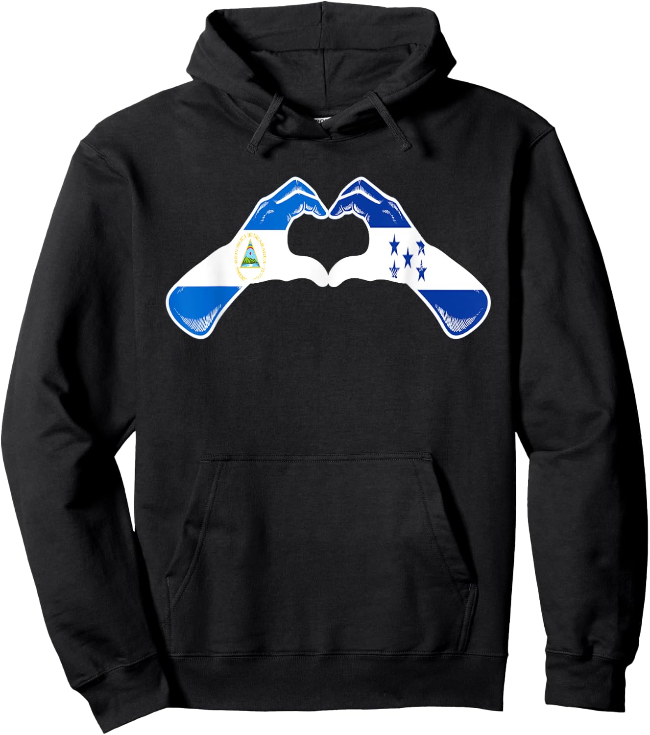 Honduras Nicaragua Flag Honduran Nicaraguan Heart Hoodie - Hoodie | Black