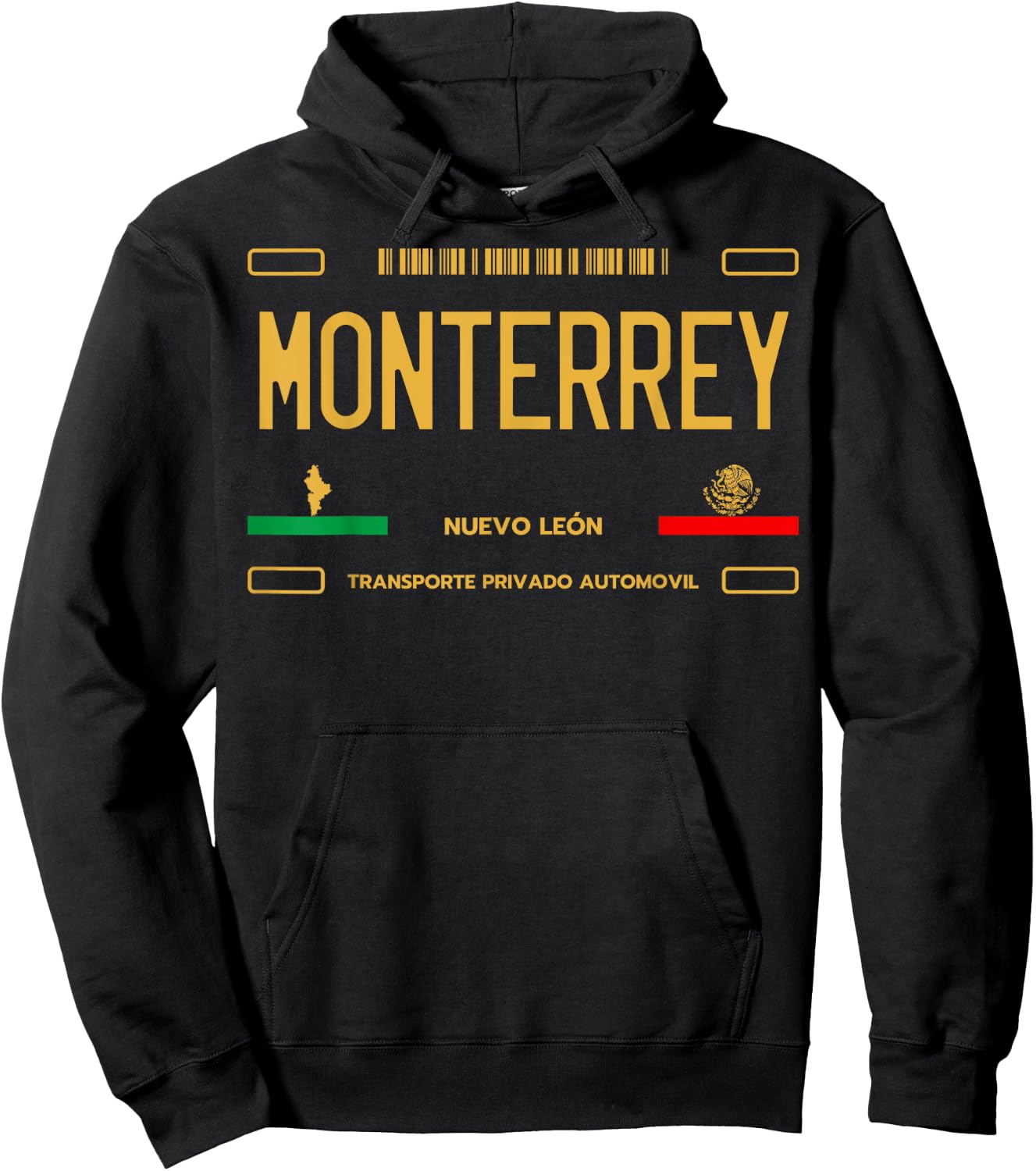 Monterrey License Plate, Monterrey Mexico, Monterrey Hoodie - Hoodie | Black