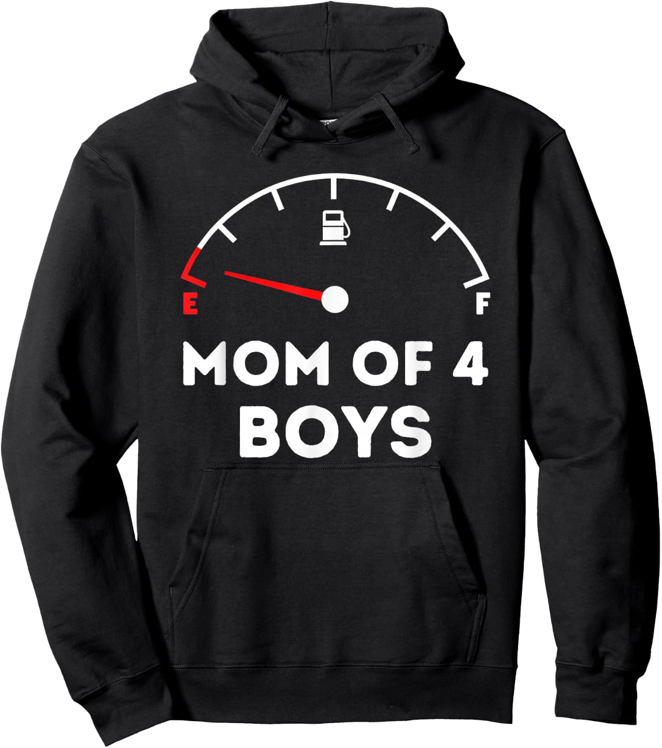 Mom of 4 Boys - Running on Empty - Funny Mothers Day Hoodie - Hoodie | Black