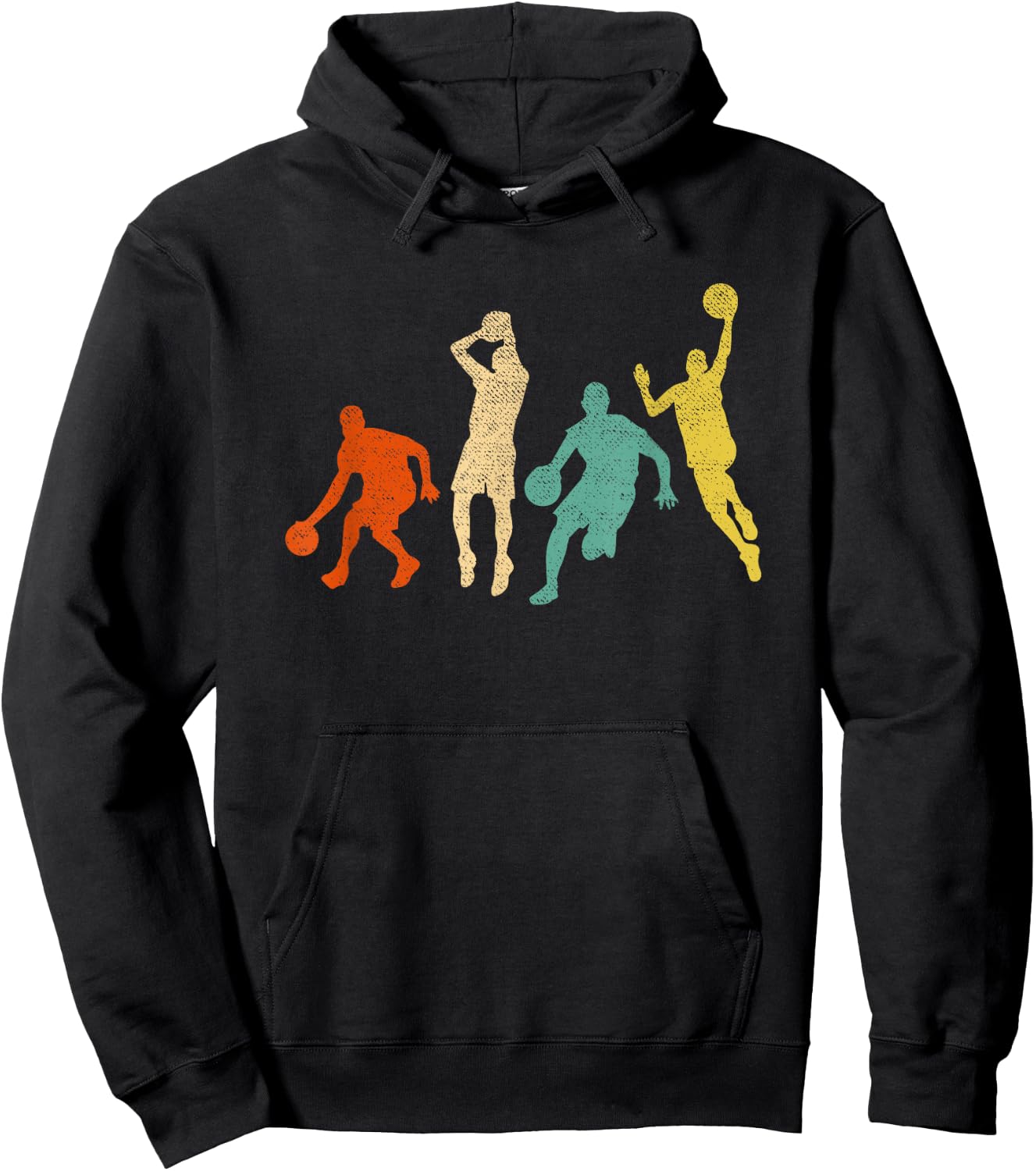 Vintage Basketball Ball Graphic Design Basketball Fan Player Hoodie - Hoodie | Black