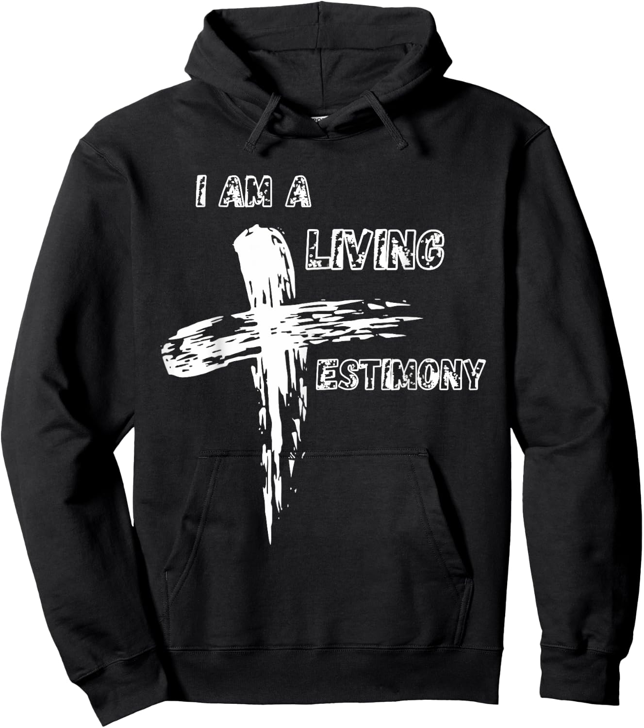 Christian Cross of Jesus I Am A Living Testimony Graphic Hoodie - Hoodie | Black