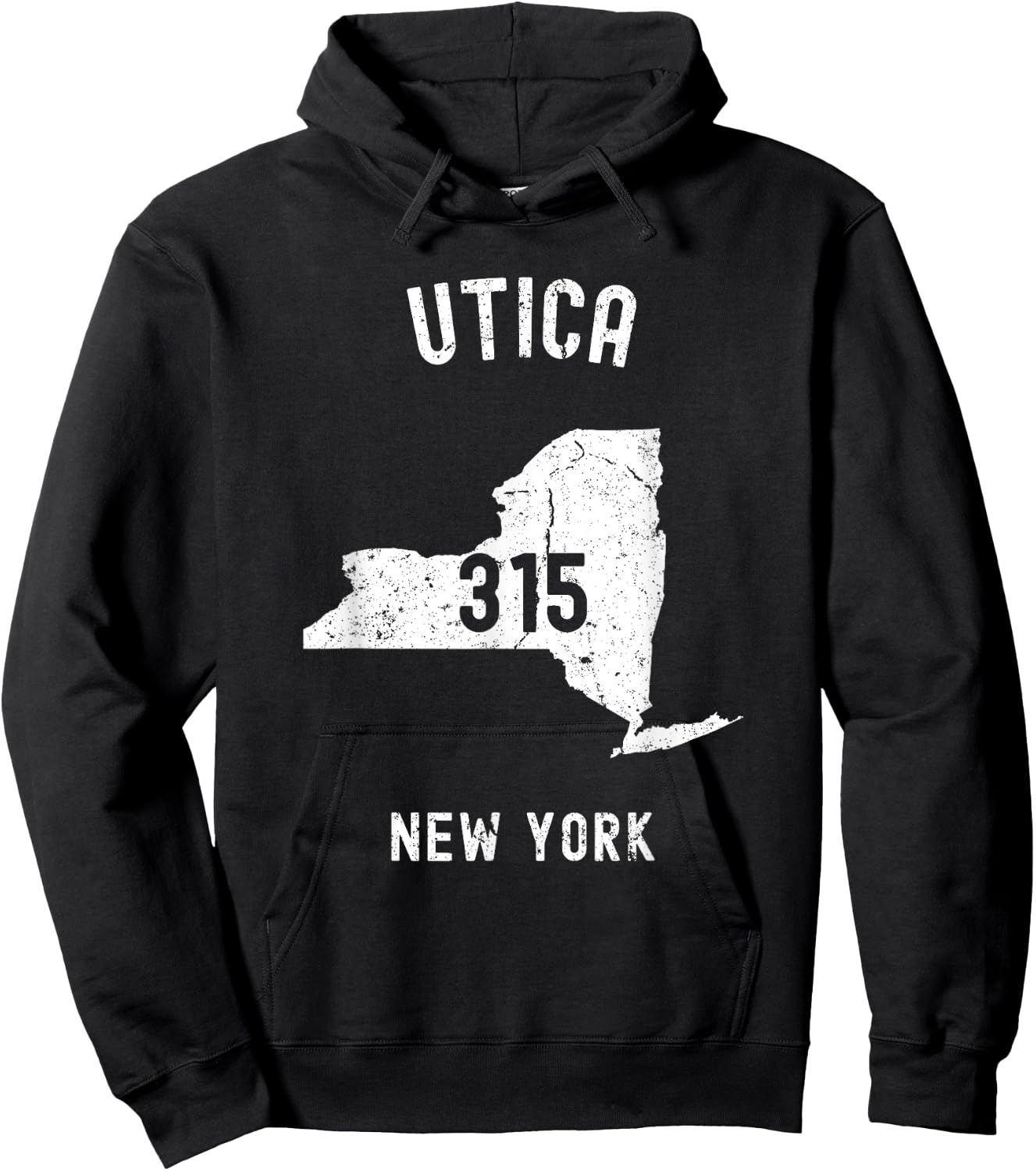 Utica New York NY 315 Vintage Athletic Style Hoodie - Hoodie | Black