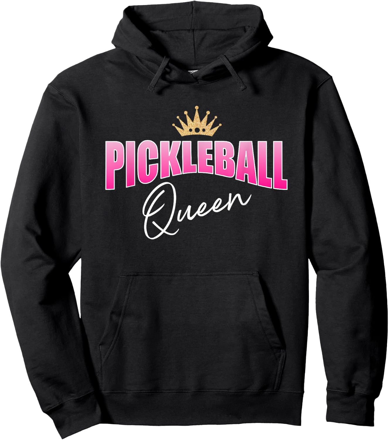 Pickleball Queen Pink White With Gold Crown Hoodie - Hoodie | Black