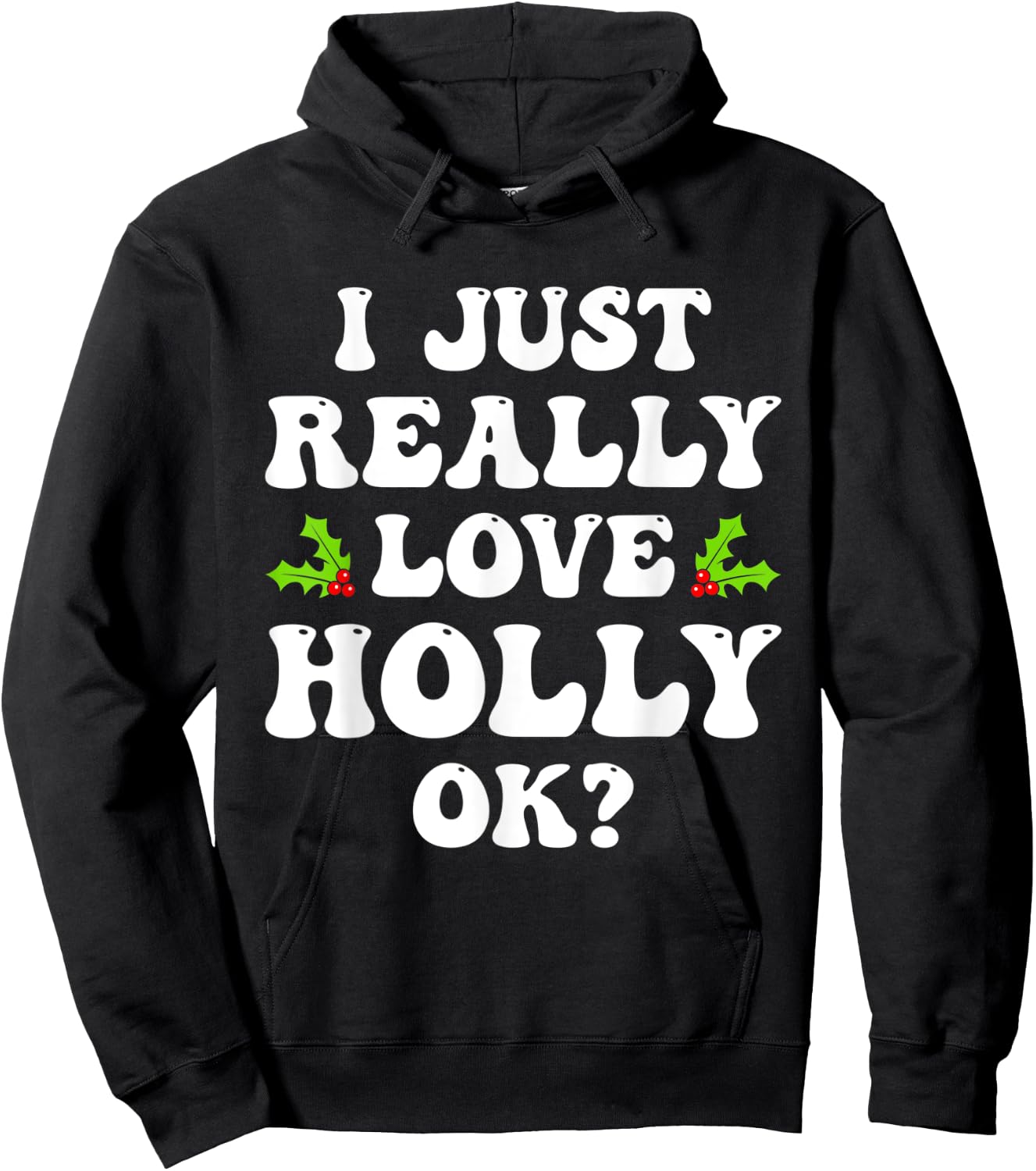 I Just Really Love Holly Ok Funny Family Matching Christmas Hoodie - Hoodie | Black