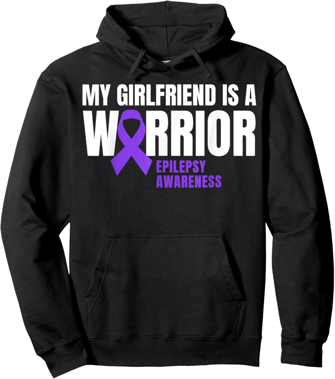 My Girlfriend is a Warrior Epilepsy Awareness Purple Ribbon Hoodie - Hoodie | Black