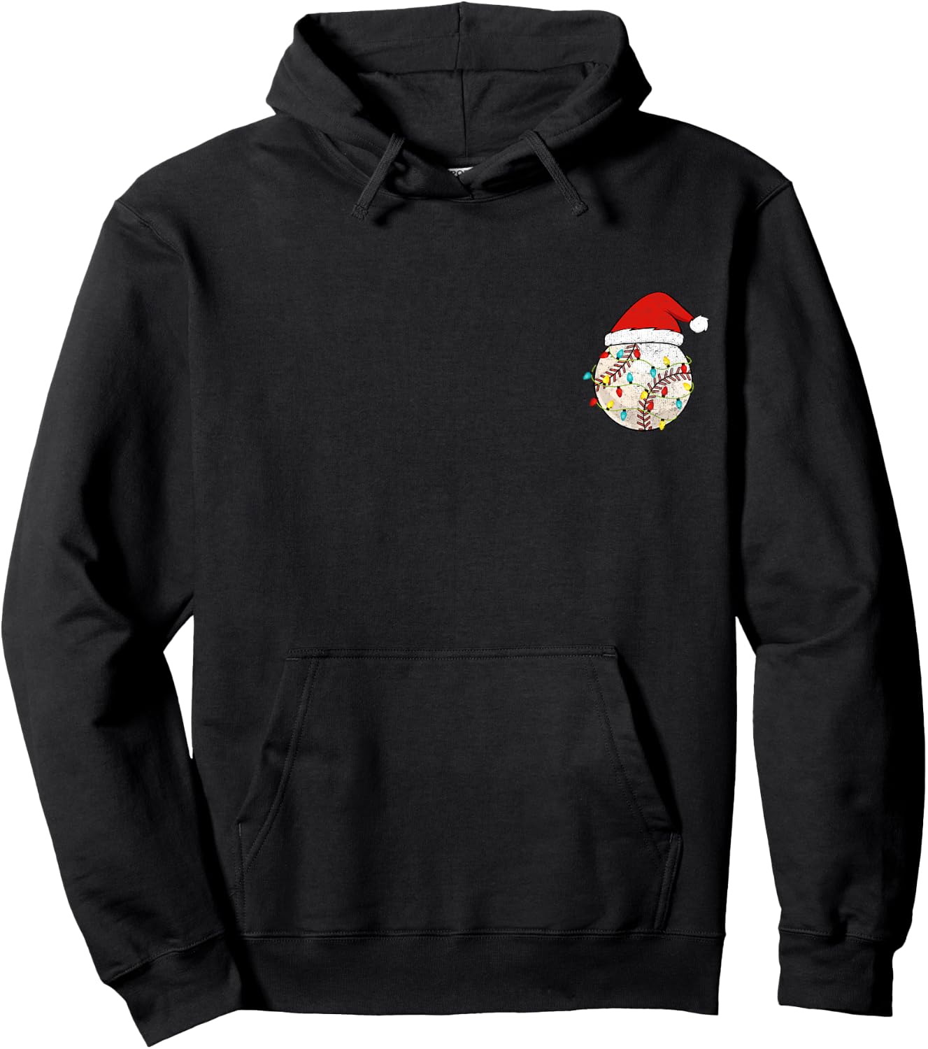Baseball Christmas Pajama Pocket Hoodie - Hoodie | Black
