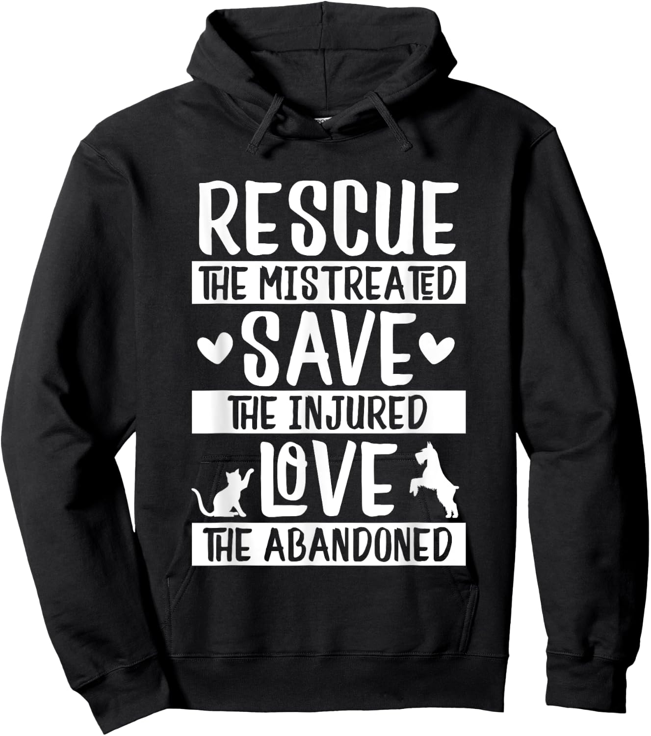 Rescue Save Love Pet Animal Rescue Gifts for Dog & Cat Lover Men Women Kids Hoodie - Hoodie | Black
