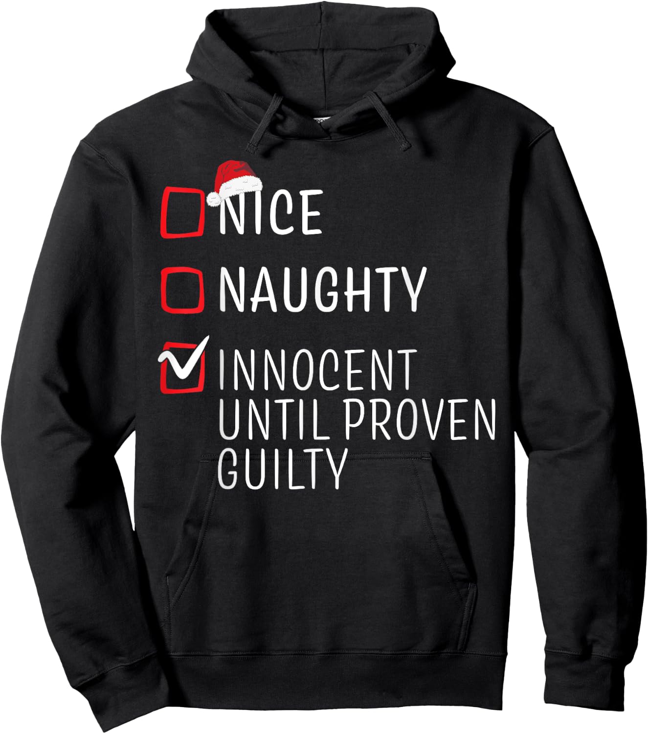 Funny Naughty Nice Christmas Family Pajama Men Women Kids Hoodie - Hoodie | Black