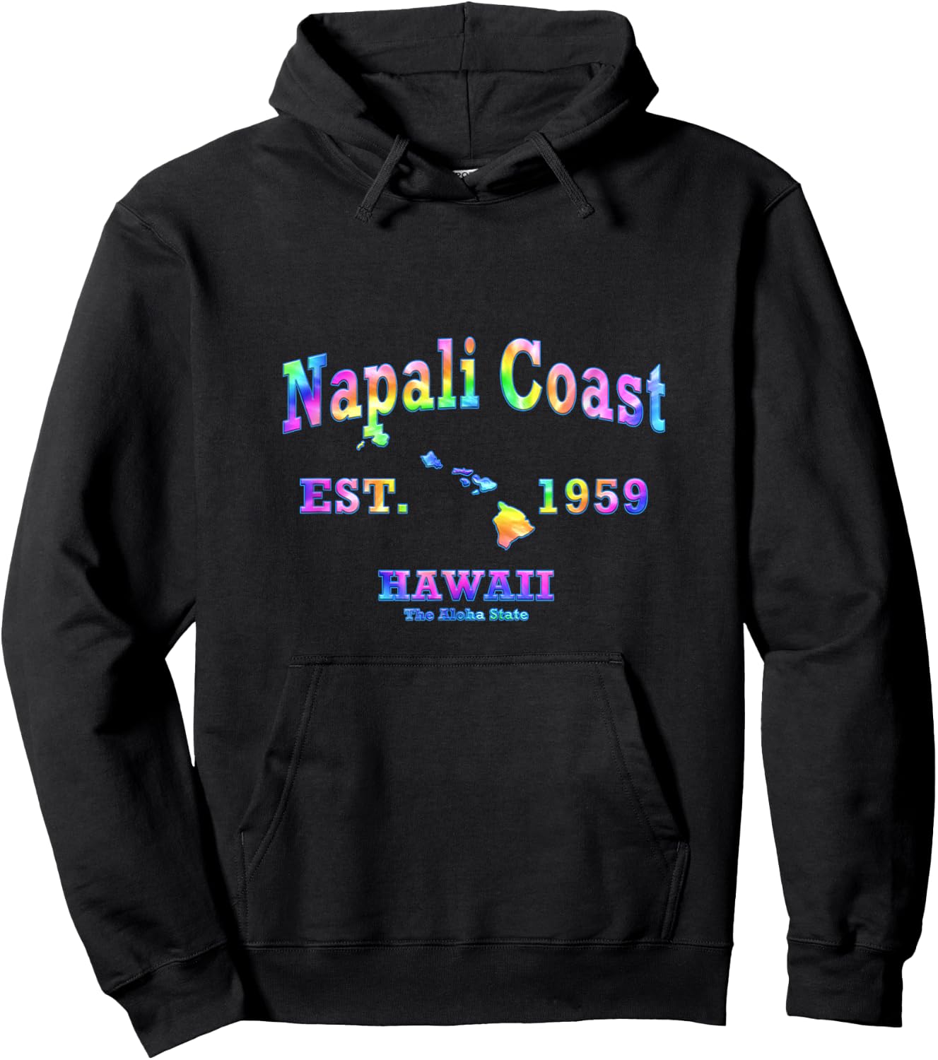 Napali Coast Hawaii HI Athletic Sports Design Hoodie - Hoodie | Black