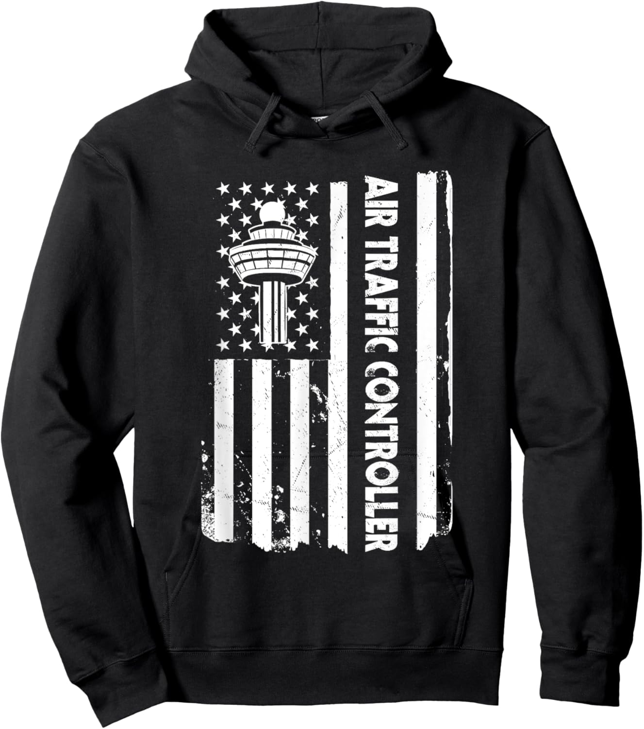 USA Flag Air Traffic Control Outfit Aviation America Kids Men Hoodie - Hoodie | Black