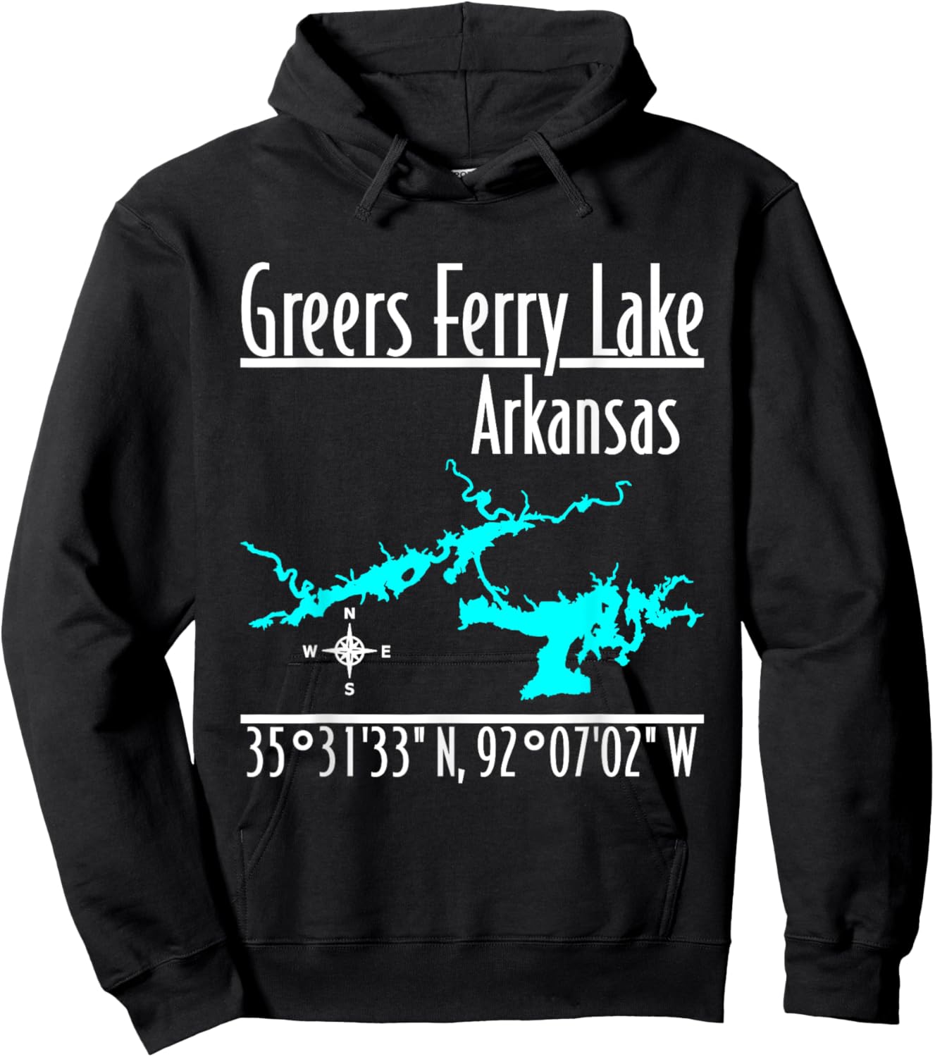 Modern Greers Ferry Lake, Arkansas Hoodie - Hoodie | Black