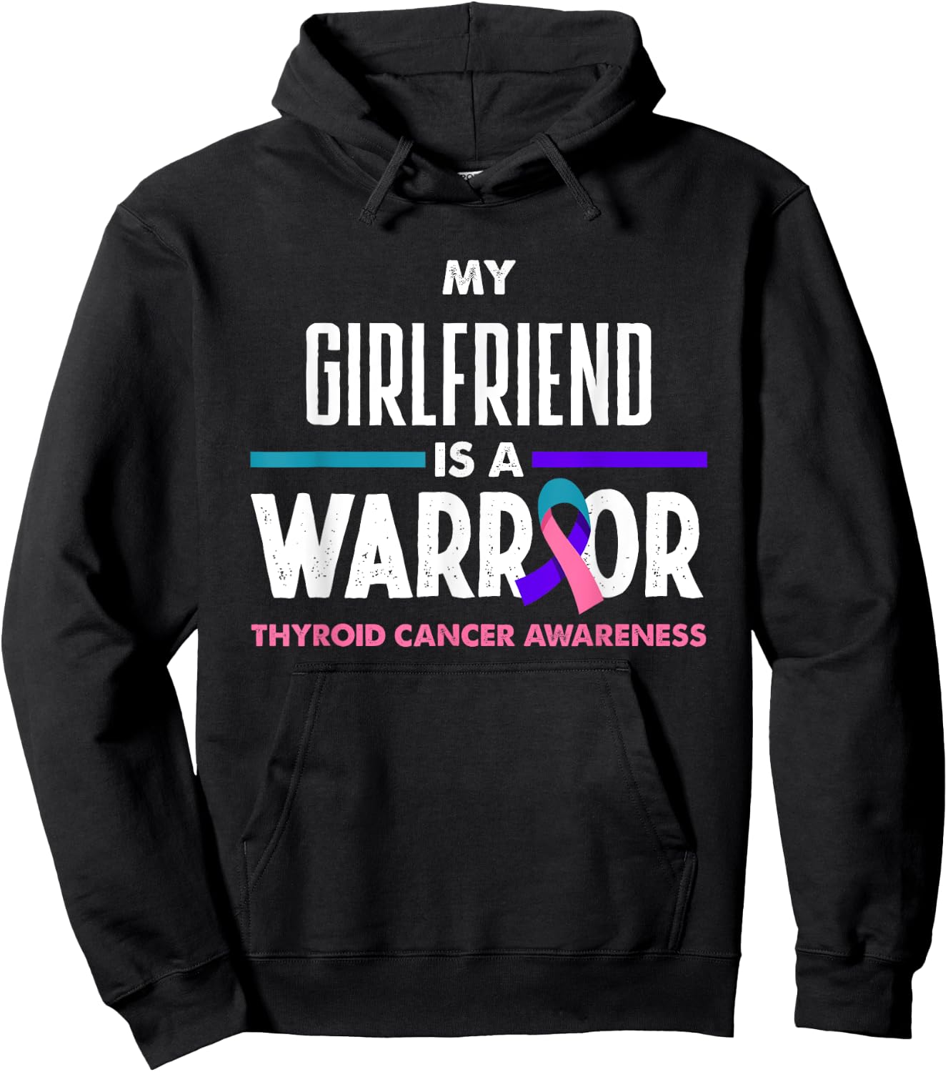 My Girlfriend Is A Warrior Thyroid Cancer Awareness Hoodie - Hoodie | Black