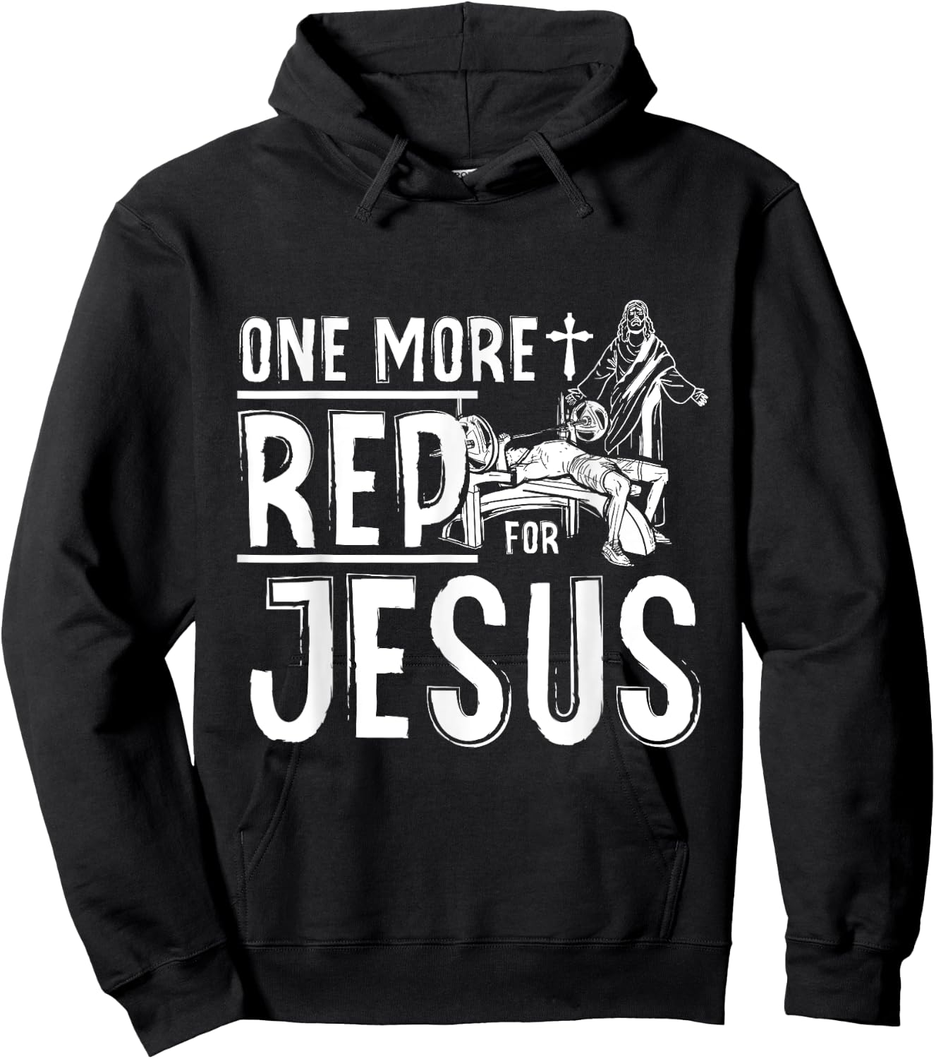 Work Out Bodybuilding, One More Rep For Jesus Bench Press Hoodie - Hoodie | Black