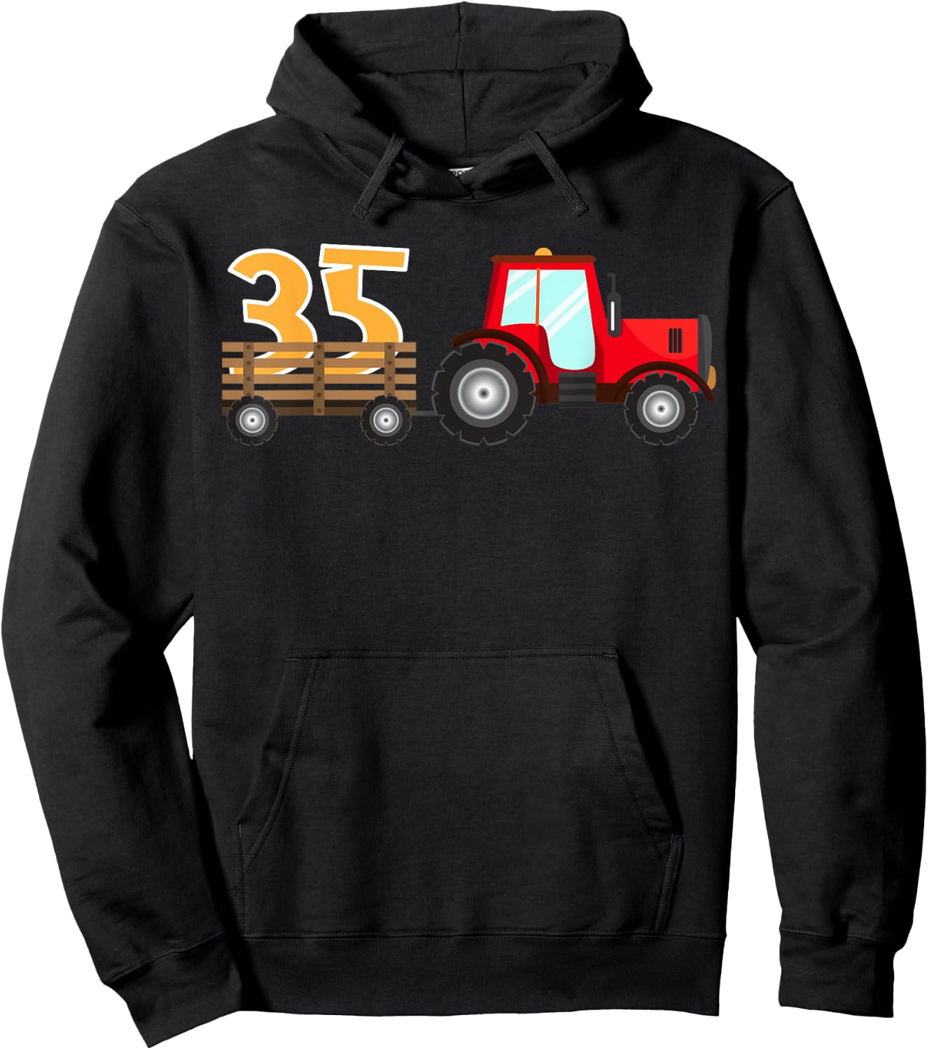 35th Birthday Construction Party Farm Tractor 35 Year Old Hoodie - Hoodie | Black