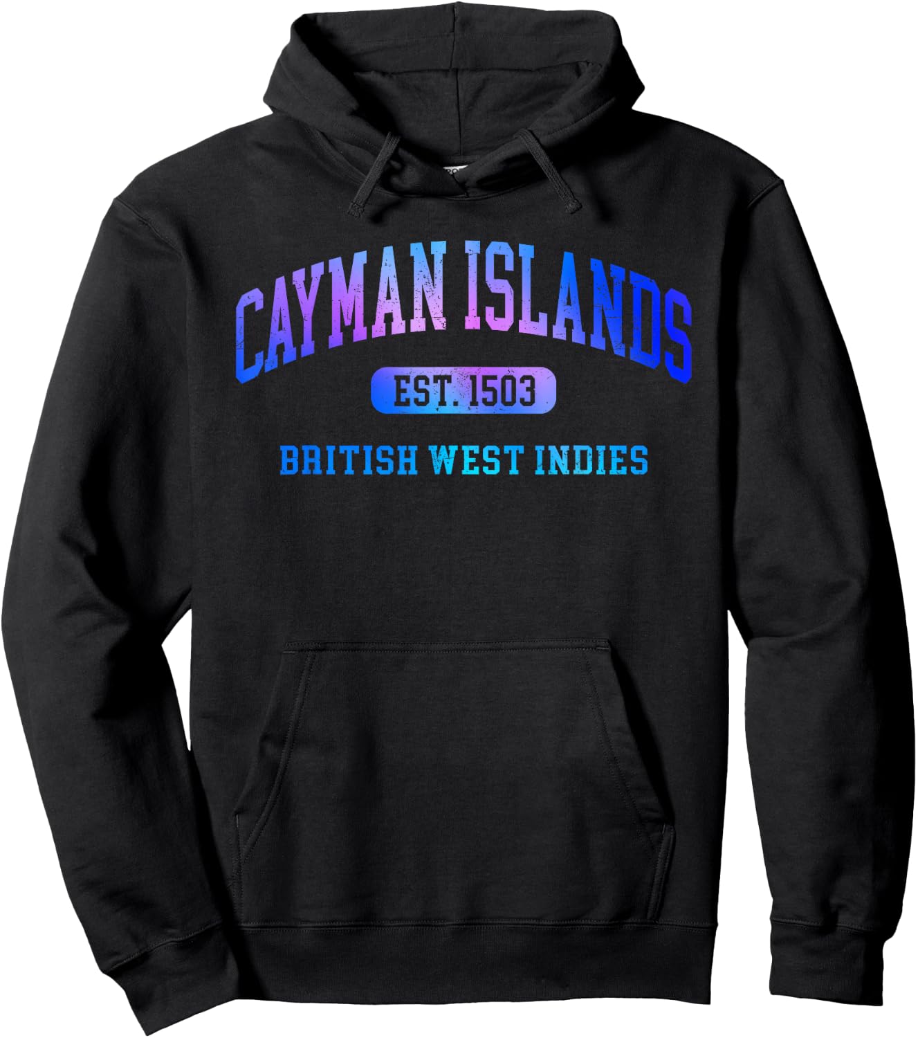 Retro Grand Cayman Islands Colorful Arch Text Souvenir Women Hoodie - Hoodie | Black