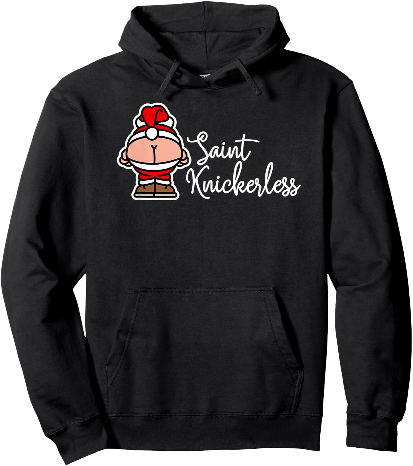 St. Knickerless funny mooning Santa Claus Christmas puns Hoodie - Hoodie | Black