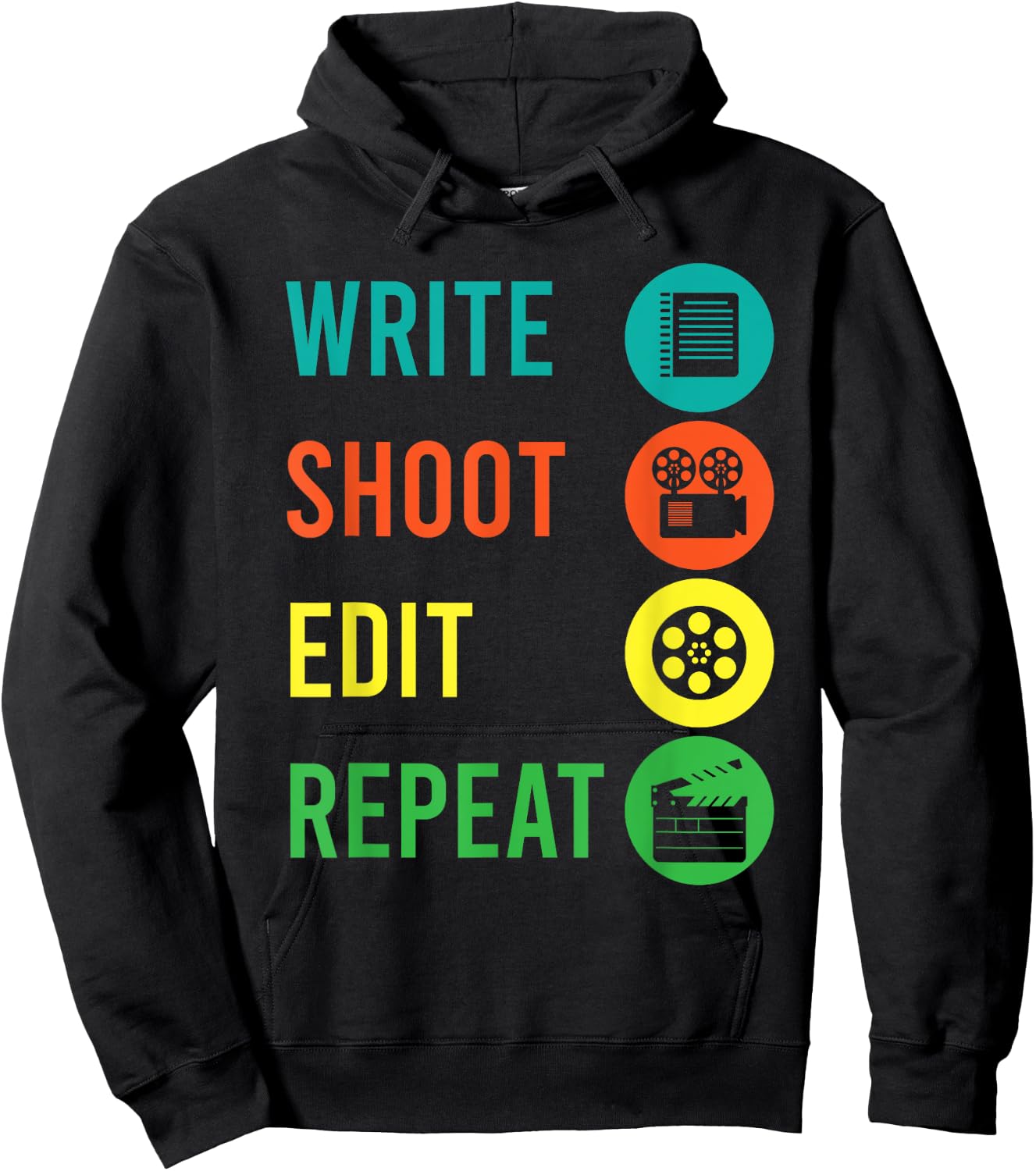 Write Shoot Edit Repeat Director Movie TV Show Producer Hoodie - Hoodie | Black