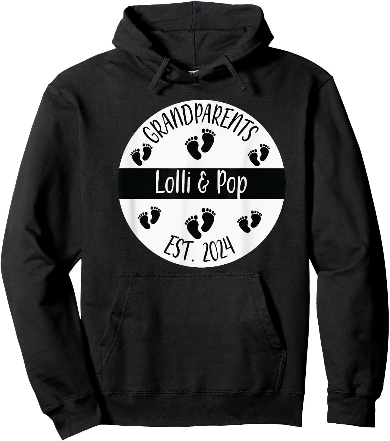 Lolli & Pop Established 2024 Grandparents Couples Matching T Hoodie - Hoodie | Black
