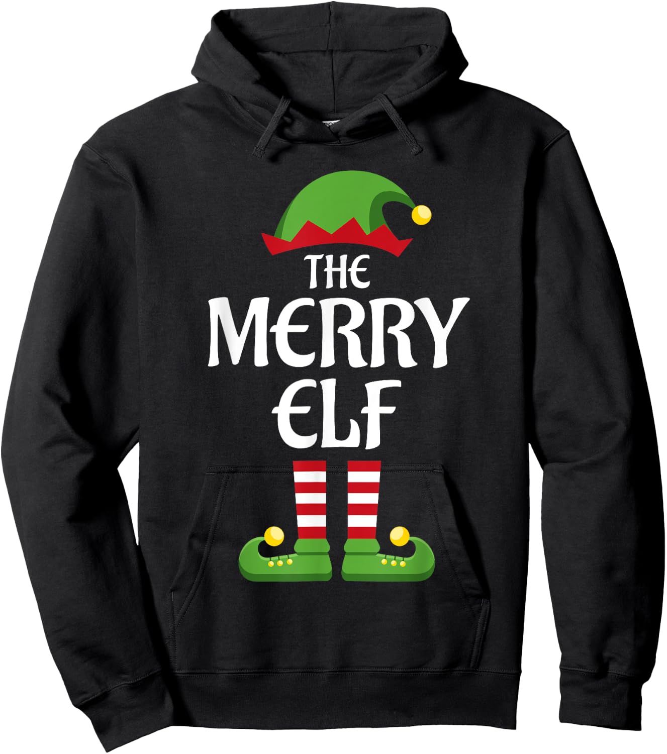 Merry Elf Family Matching Group Christmas Married Hoodie - Hoodie | Black