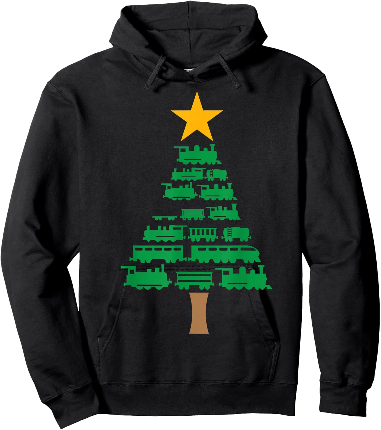 Xmas Boys Kids Christmas Tree Out Of Trains Christmas Hoodie - Hoodie | Black