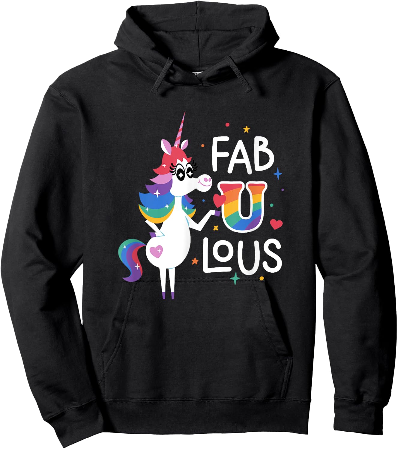 Disney Pixar Inside Out Rainbow Unicorn Fabulous Hoodie - Hoodie | Black