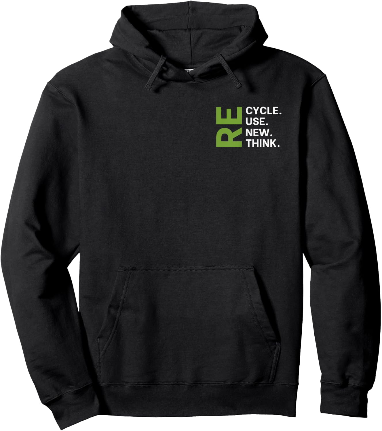 Recycle Reuse Renew Rethink Pocket Earth Day Environmental Hoodie - Hoodie | Black