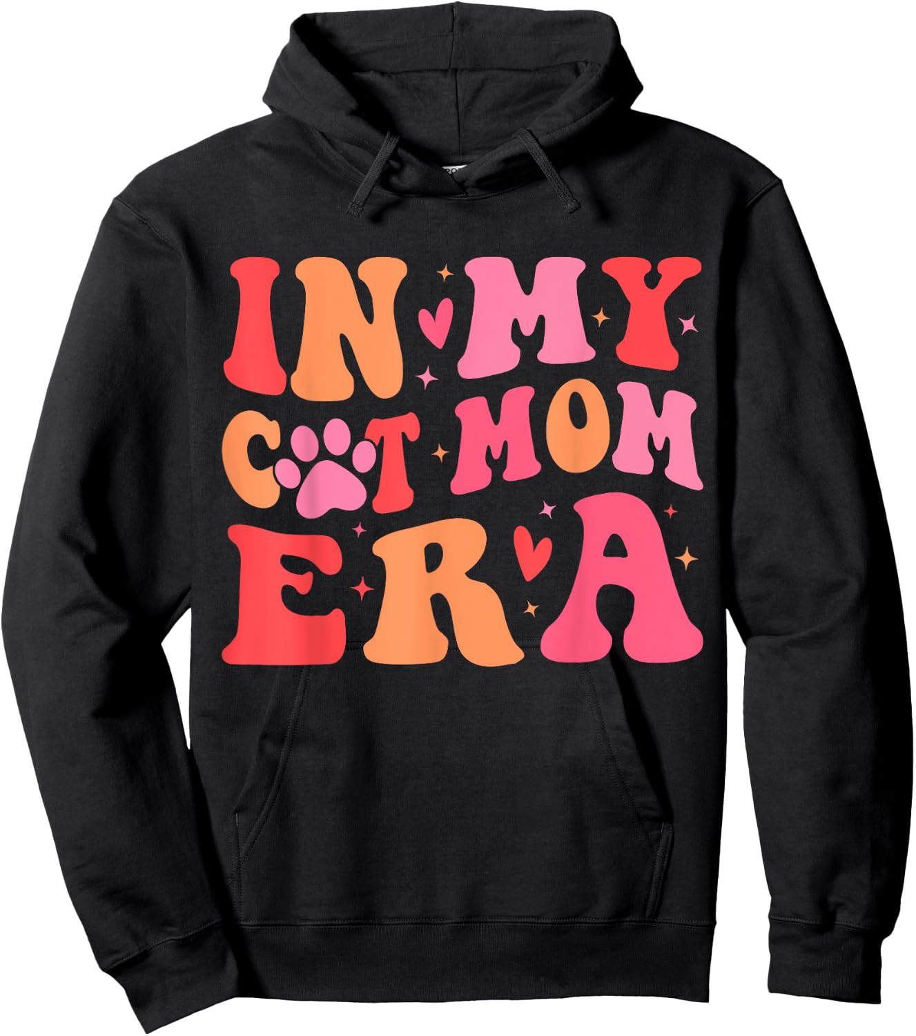 In My Cat Mom Era Groovy Cats Lover Cute Cat Mom Hoodie - Hoodie | Black