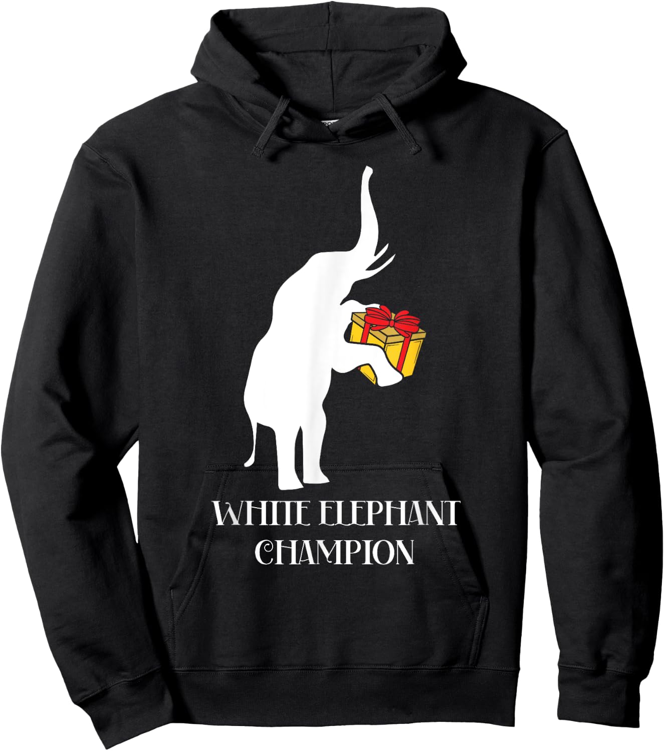 White Elephant Champion Gag Gift Exchange Christmas Funny Hoodie - Hoodie | Black