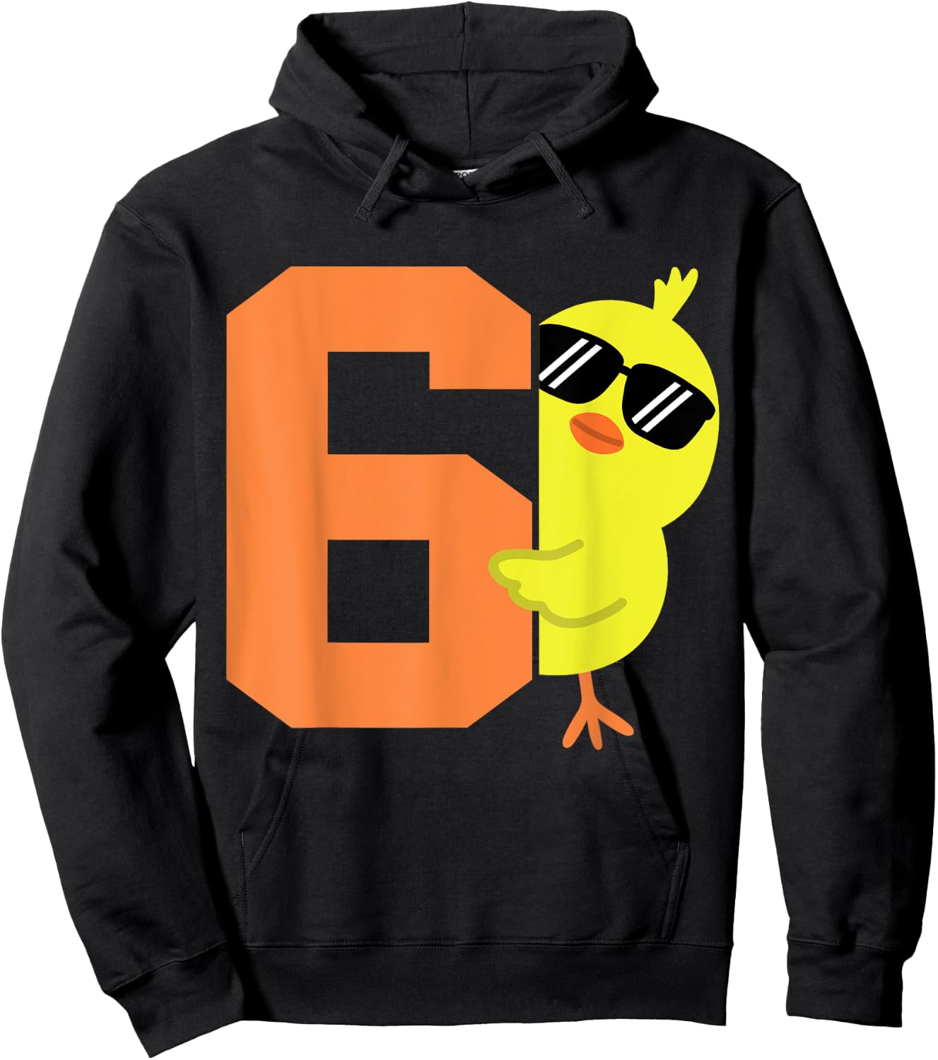 Kids 6th Birthday Chicken Themed Cute 6 Year Old Boys Chick Hoodie - Hoodie | Black