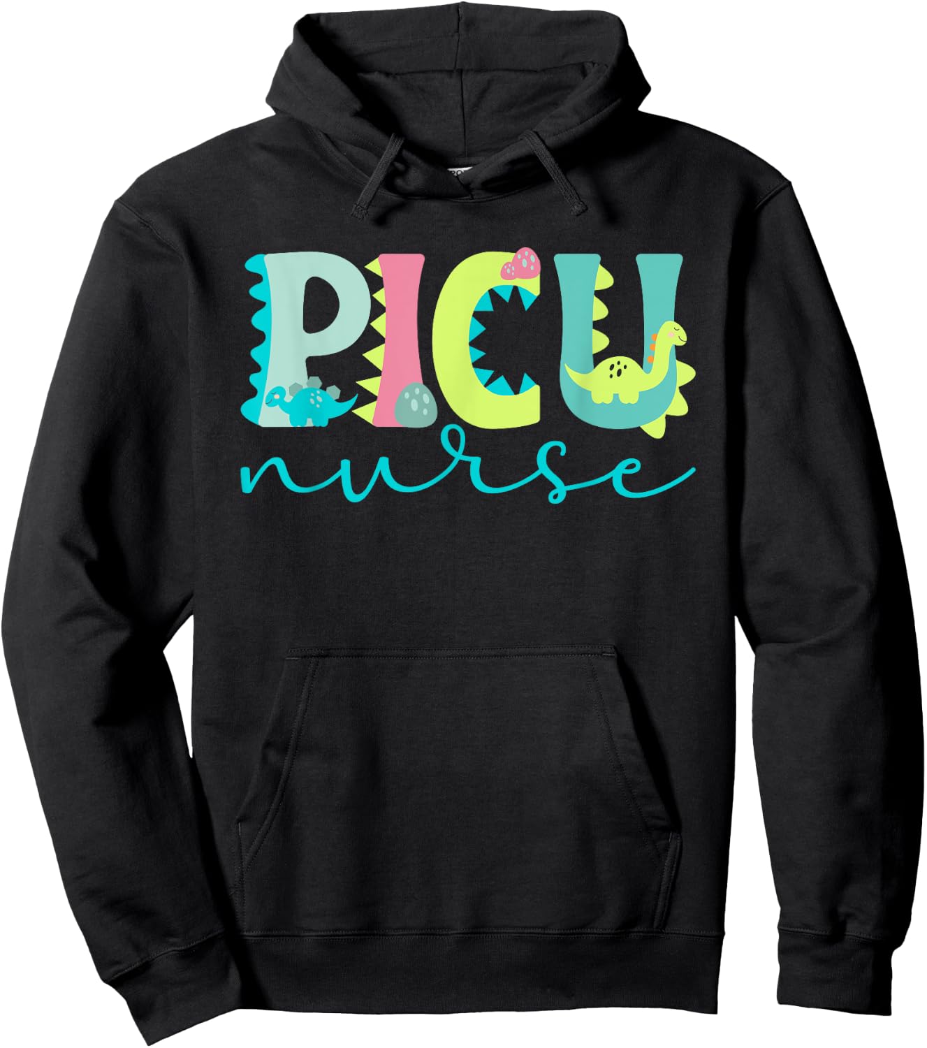 PICU Nursing For Pediatric ICU Nurse Women's Black Modern Letter Print Hoodie - Hoodie | Black