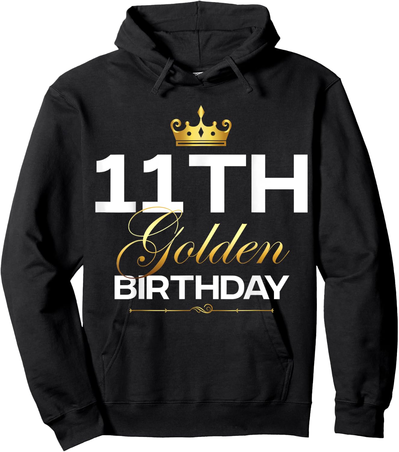11th B-Day Golden Birthday Age Crown 11 Year Old Birthday Hoodie - Hoodie | Black