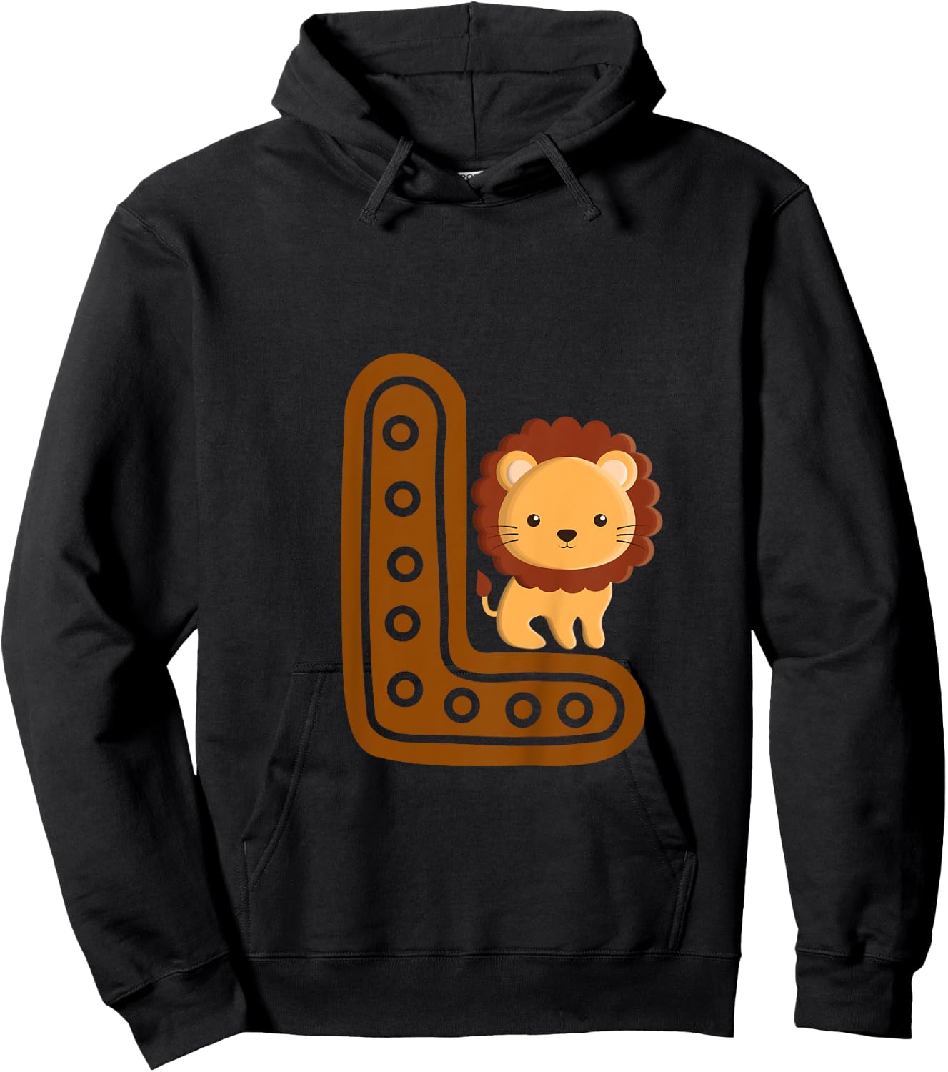 Letter L Cure Lion Alphabet Cute Animal Boys Girls Hoodie - Hoodie | Black
