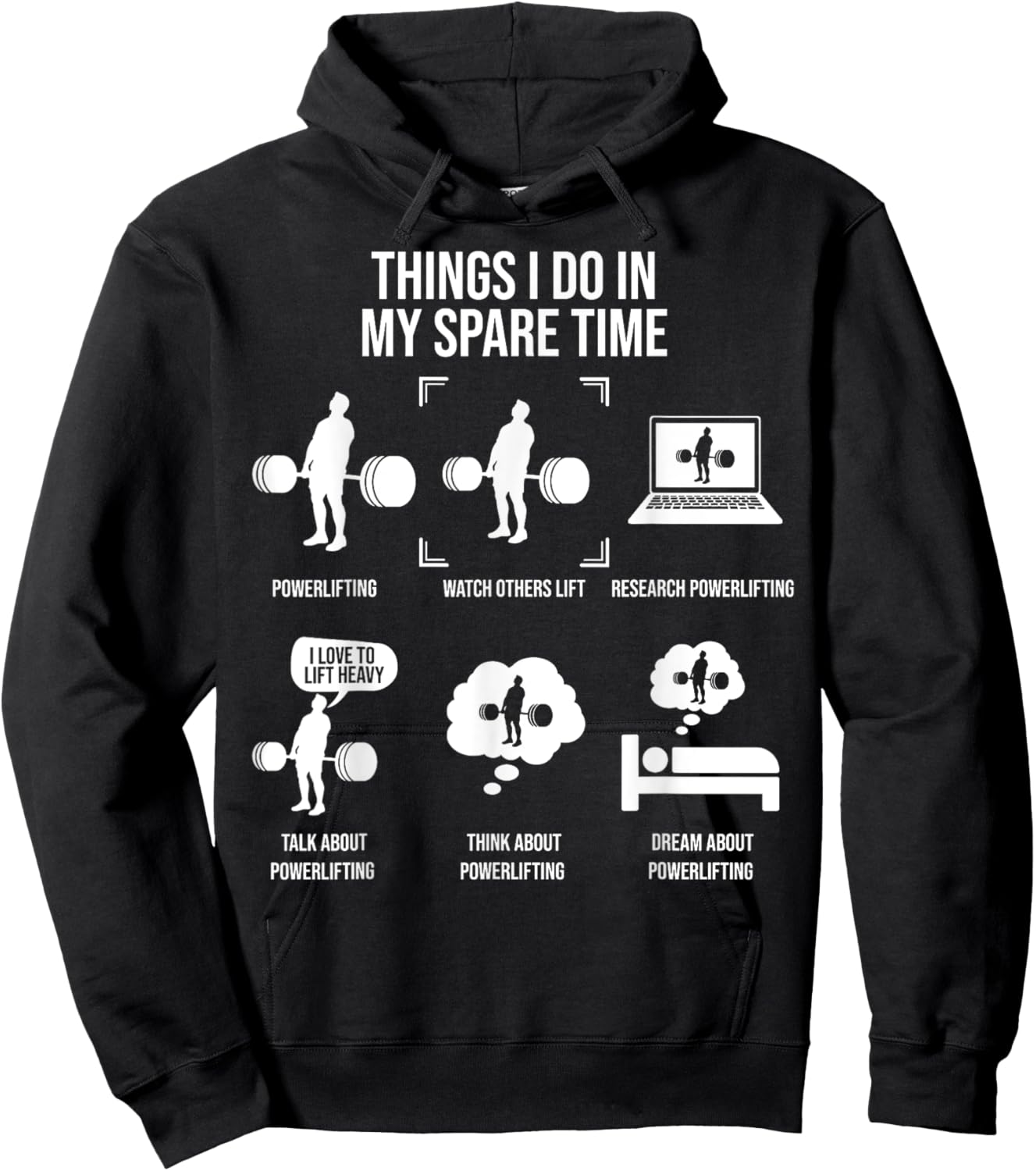 Things I Do In My Spare Time Powerlifting Weightlifting Hoodie - Hoodie | Black