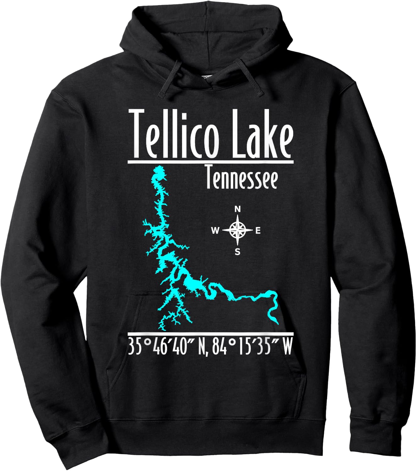 Modern Tellico Lake, Tennessee Hoodie - Hoodie | Black