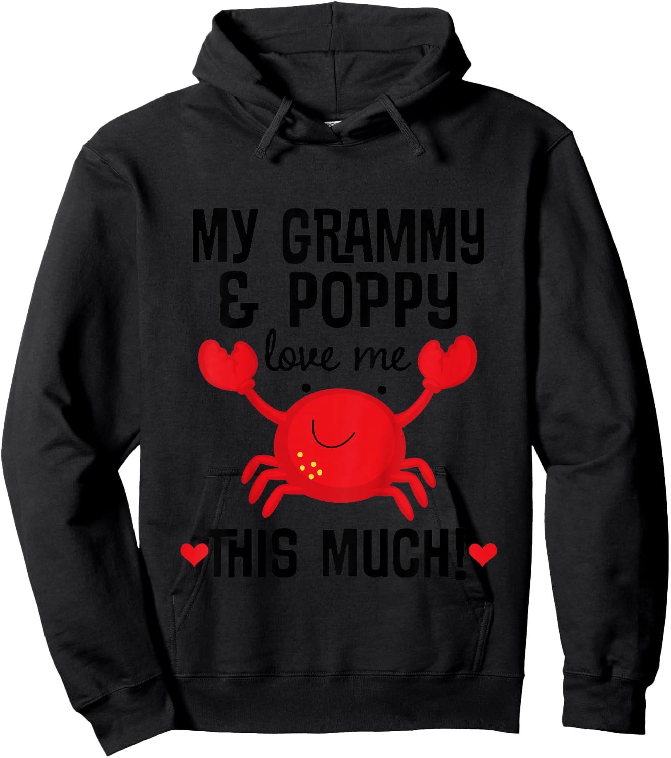 Kids Grammy and Poppy Love Me Grandchild Crab Hoodie - Hoodie | Black