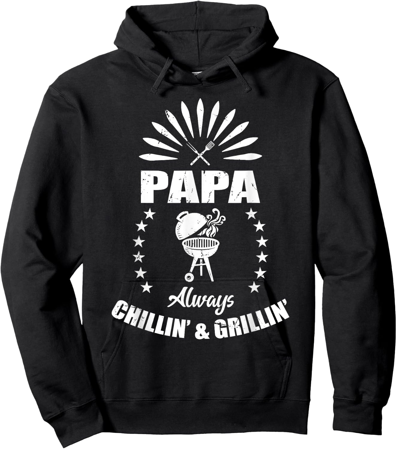 Papa Always Chillin' & Grillin' Grandpa BBQ Fathers Day Hoodie - Hoodie | Black