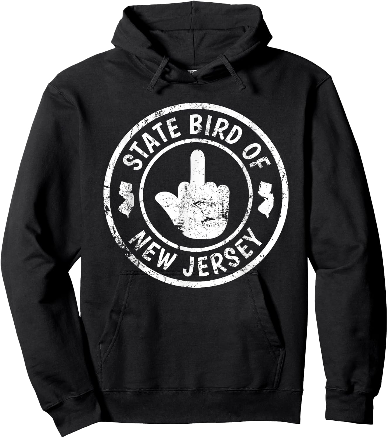 State Bird Of New Jersey Middle Finger Funny Distressed Hoodie - Hoodie | Black