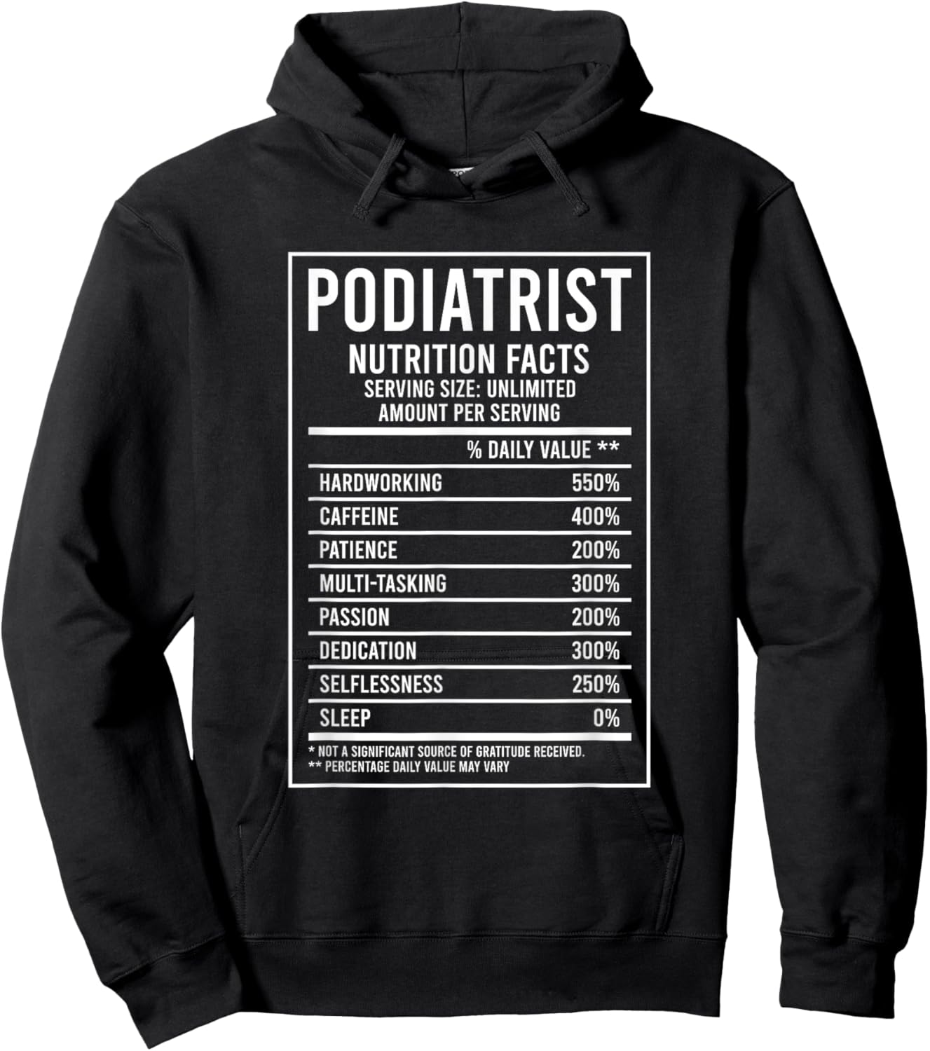 Podiatrist Nutrition Facts Podiatry Foot Doctor Hoodie - Hoodie | Black